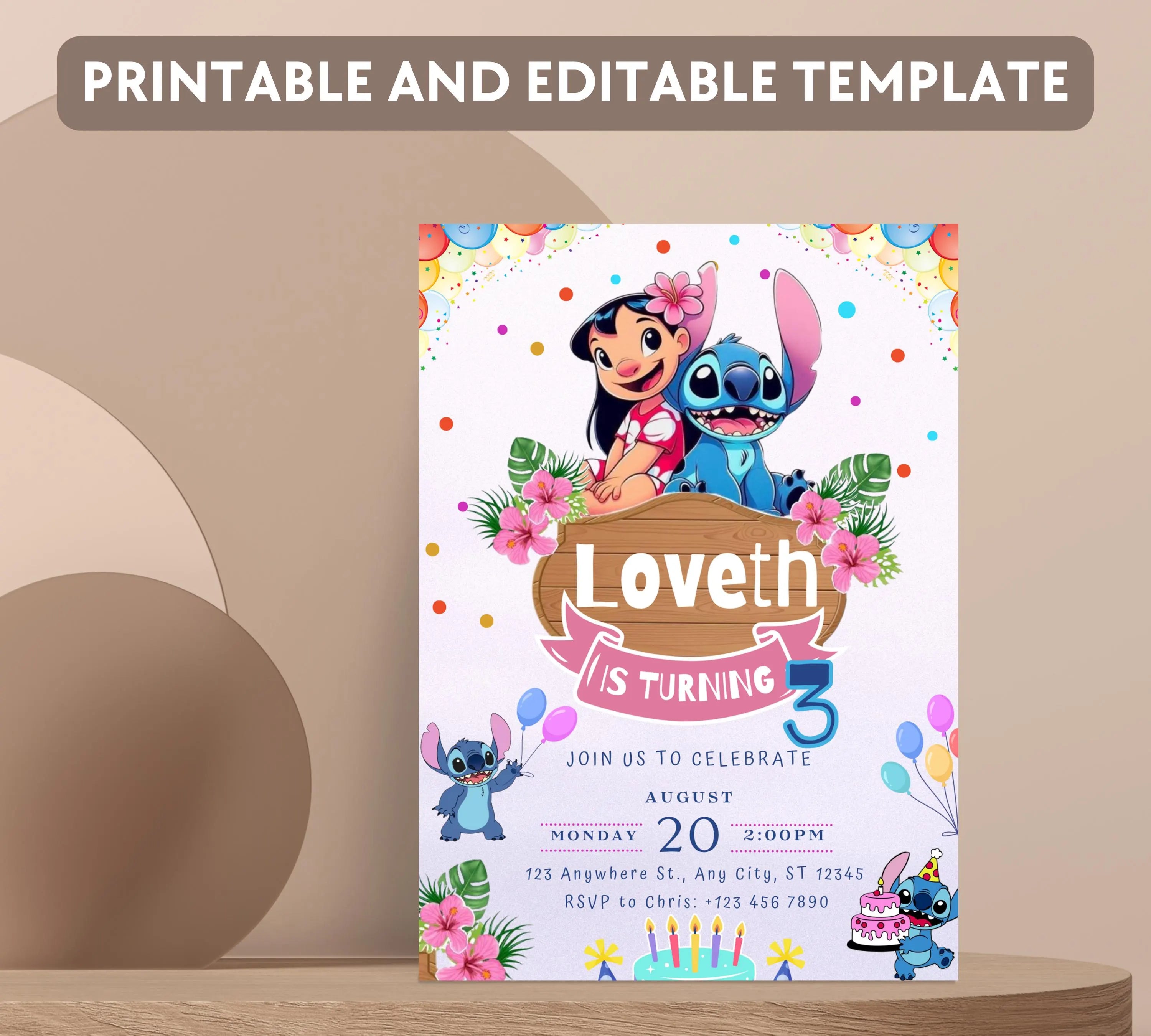 Stitch Birthday Party Invitation Template, Editable Kids Bday Party, Digital Kids Party Invite, Stitch Party Invite, Instant Download
