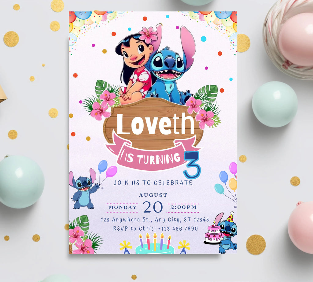 Stitch Birthday Party Invitation Template, Editable Kids Bday Party, Digital Kids Party Invite, Stitch Party Invite, Instant Download