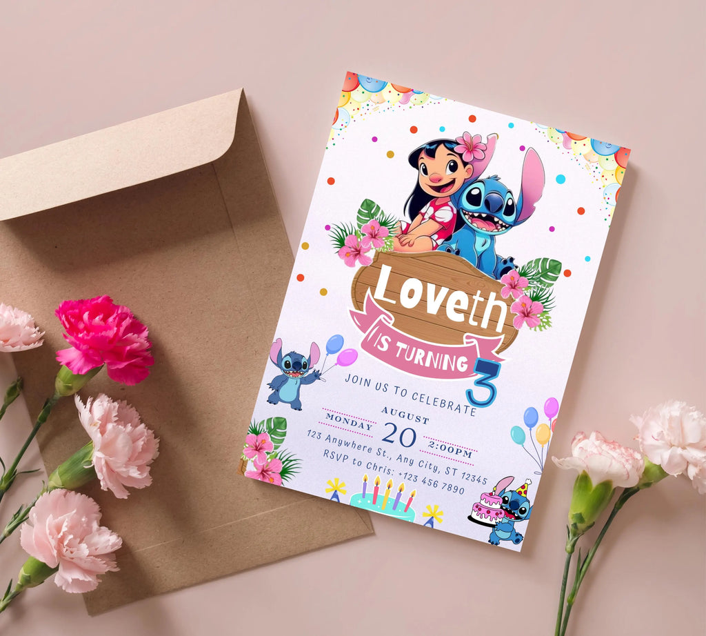 Stitch Birthday Party Invitation Template, Editable Kids Bday Party, Digital Kids Party Invite, Stitch Party Invite, Instant Download