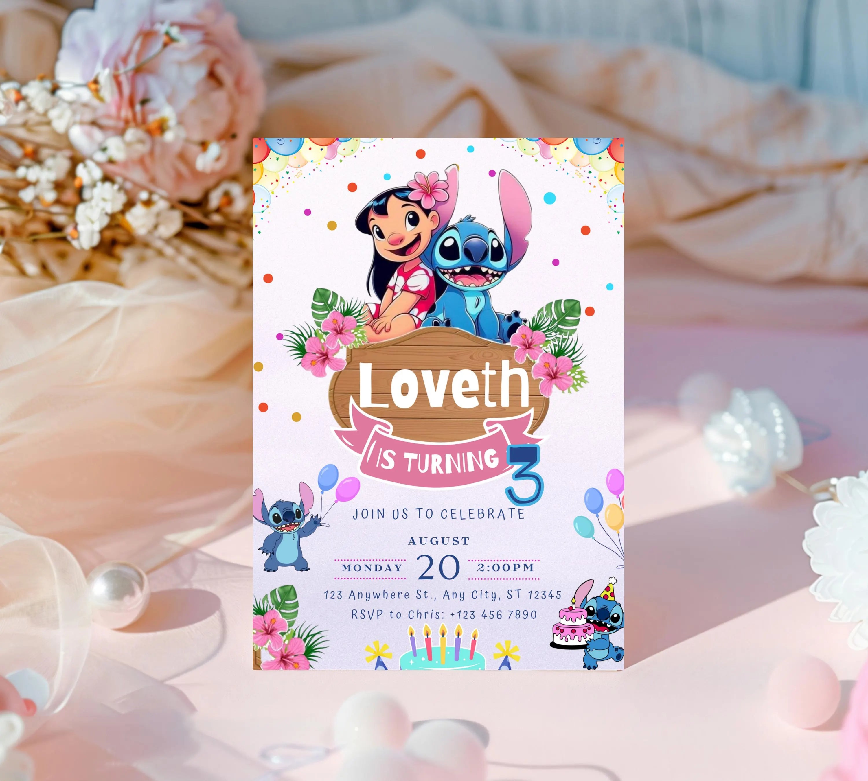 Stitch Birthday Party Invitation Template, Editable Kids Bday Party, Digital Kids Party Invite, Stitch Party Invite, Instant Download