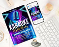 Editable Karaoke Birthday Invitation, Karaoke Birthday Invitation, Glow Girl Karaoke Party Invite, Karaoke Birthday Party, Canva Template