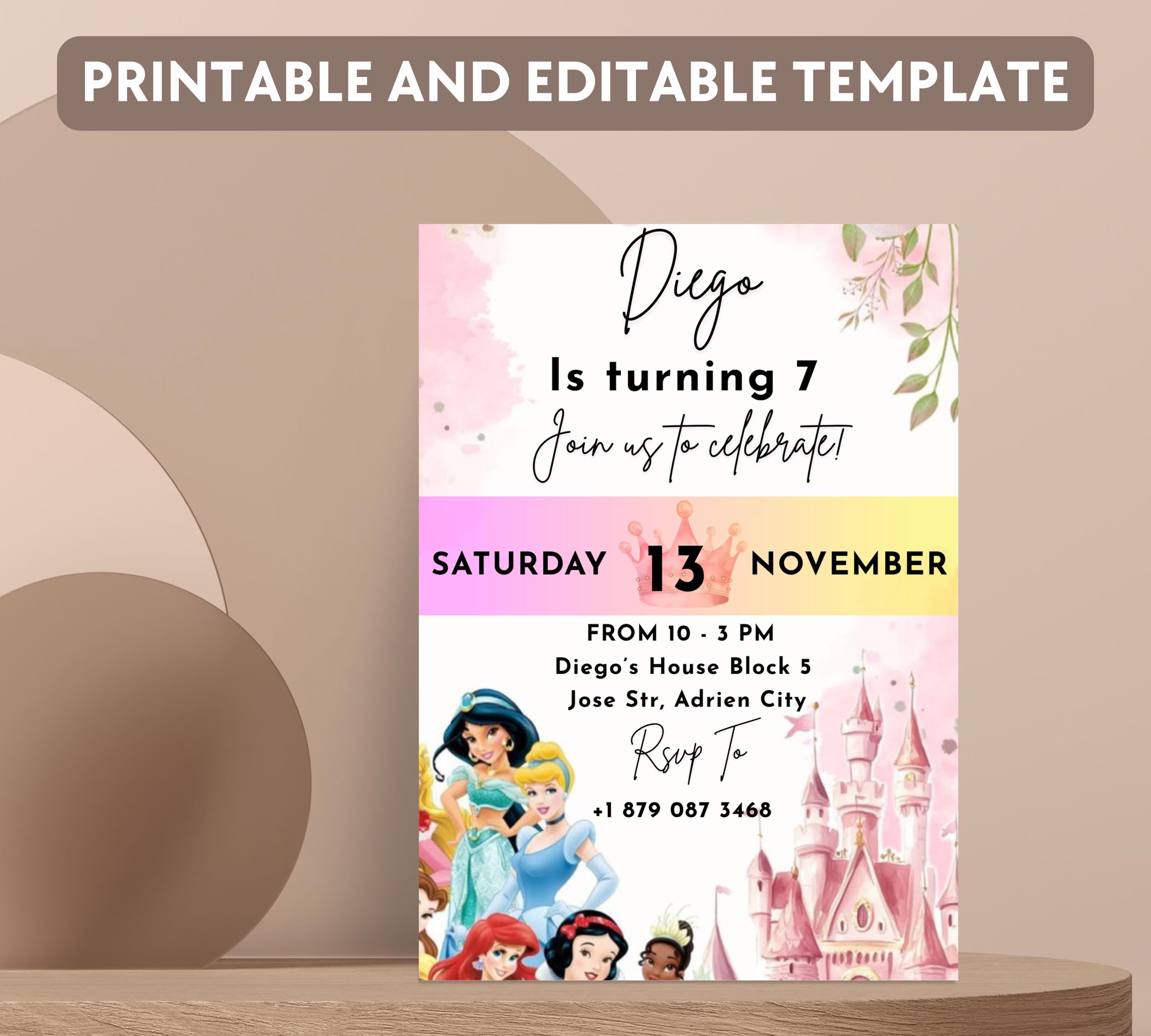 EDITABLE Rapunzel Birthday Invitation, Princess Birthday Invitation, Kids Digital Invitation, Girls Birthday Invitation, Instant Download
