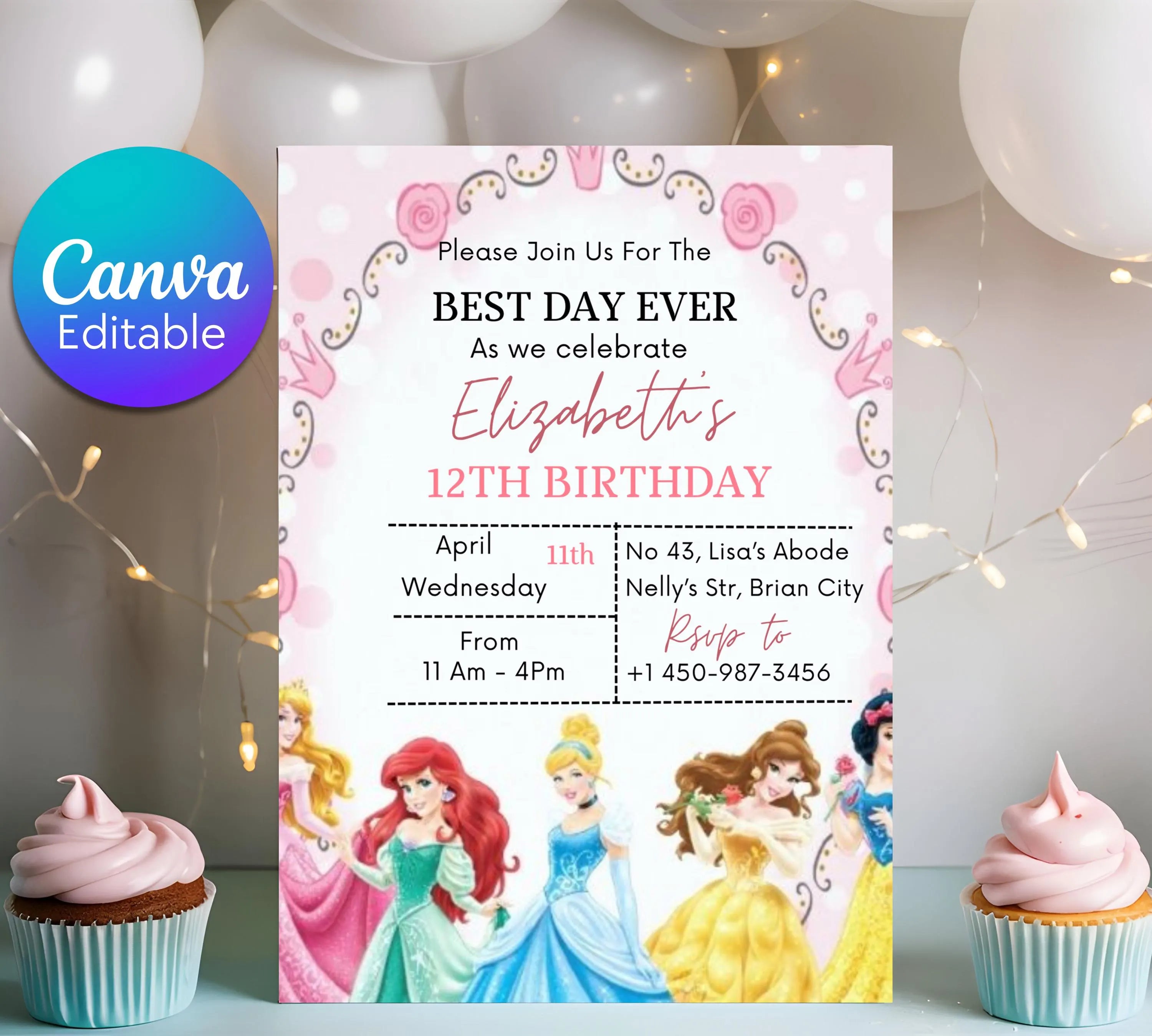 Rapunzel Birthday Invitation, Editable Princess Birthday Invitation, Kids Digital Invitation, Girls Birthday Invitation, Instant Download