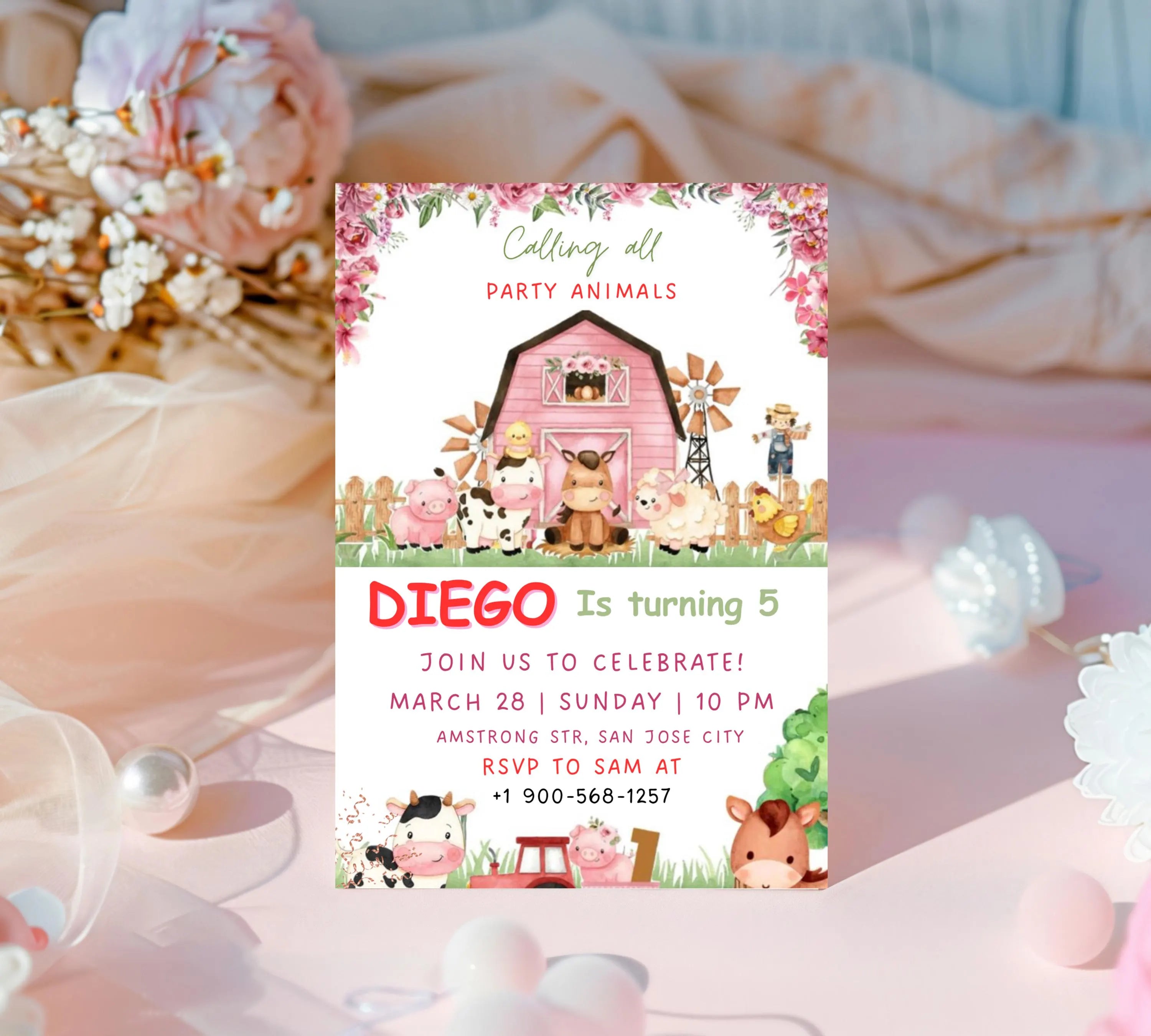 Editable Farm Birthday Invitation, Farm Animals Birthday Invitation, Farm Boy Birthday Invite, Ranch Kids Birthday, Instant Download