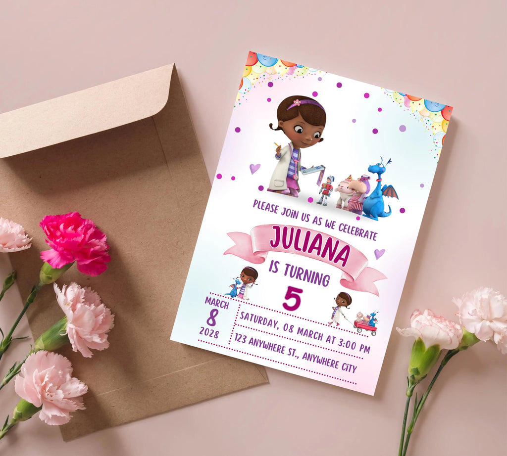Editable Doc Mcstuffins Birthday Invitation Template, Printable DocMcstuffins Party Invitations, Digital Kids Party Invite, Instant Download