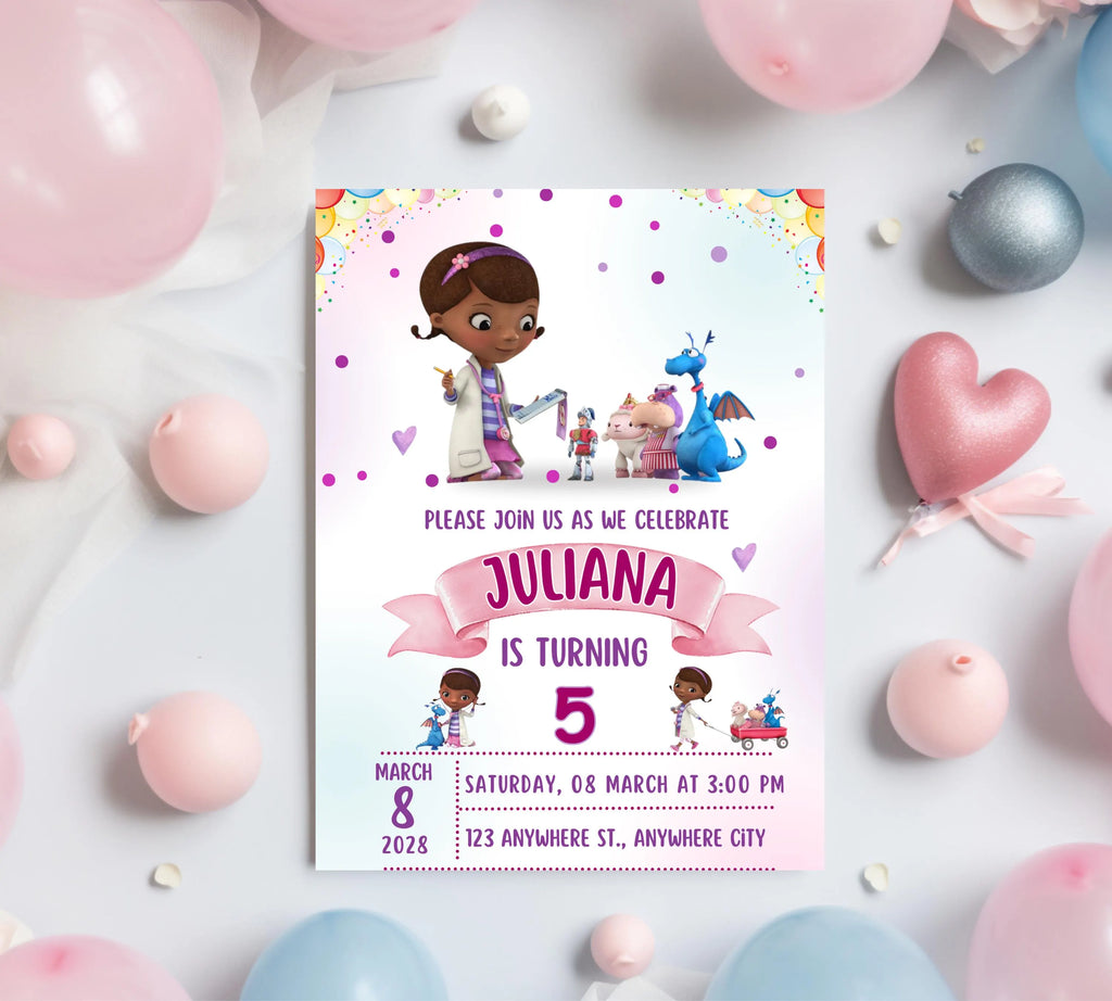 Editable Doc Mcstuffins Birthday Invitation Template, Printable DocMcstuffins Party Invitations, Digital Kids Party Invite, Instant Download