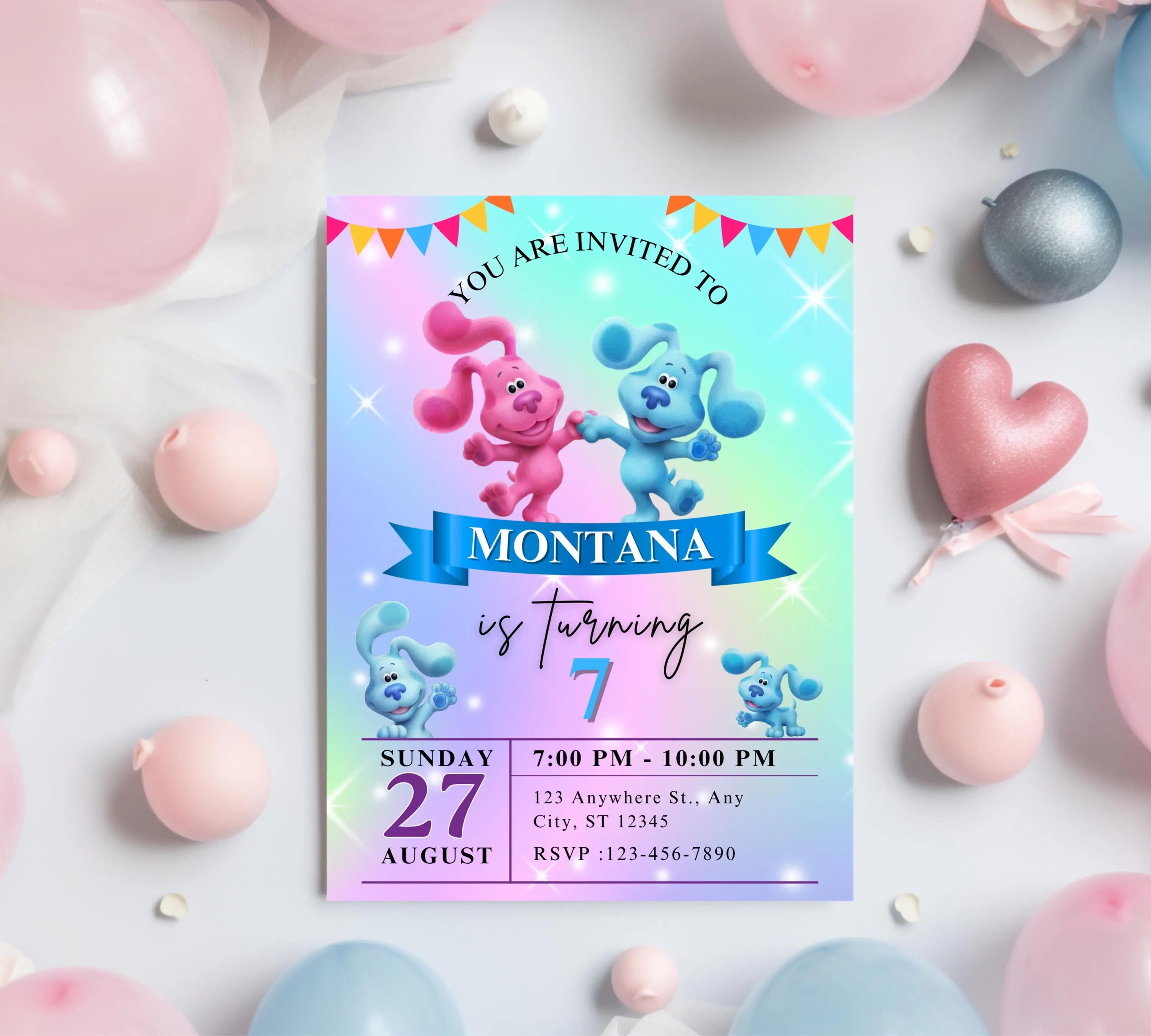 Editable Blues Clues Birthday Invitation Template, Printable Birthday Party Invitations, Digital Kids Bday Party Invite, Instant Download