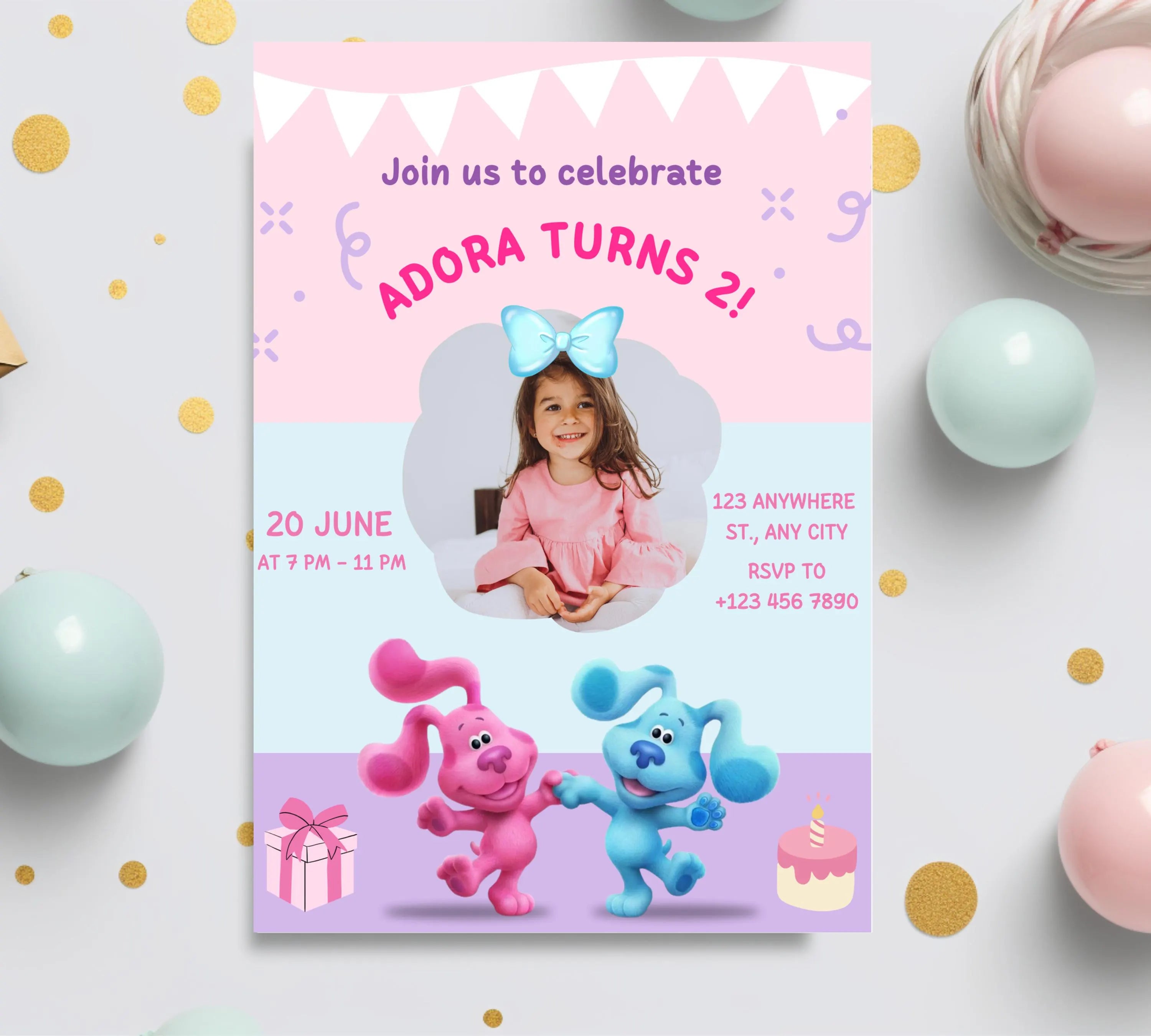 Editable Blues Clues Birthday Invitation Template, Printable Birthday Party Invitations, Digital Kids Bday Party Invite, Instant Download