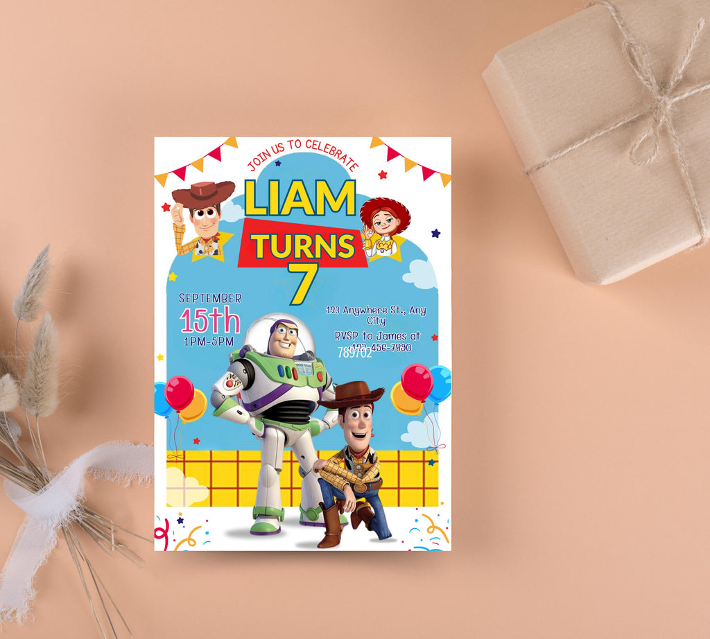 Editable Toy Story Birthday Invitation Template, Kids Birthday Party Invitation, Birthday Editable Canva, DIY Birthday Invitation
