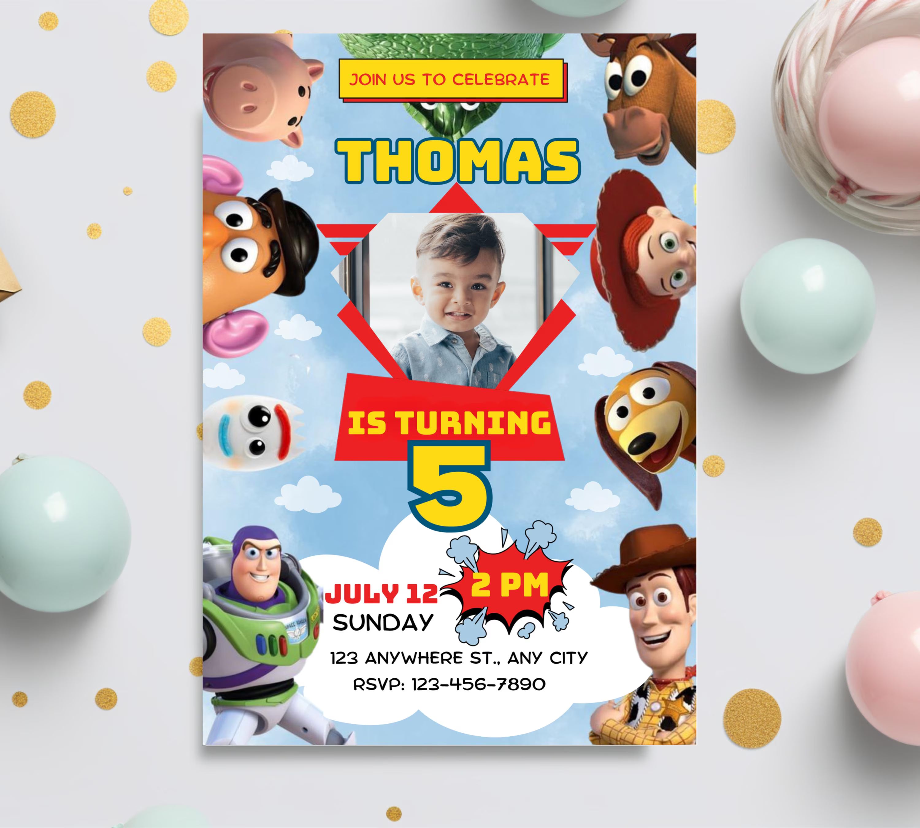 Editable Toy Story Birthday Invitation, Kids image Birthday Invitation, Toy Story Birthday Party Birthday Invitation, Instant Download