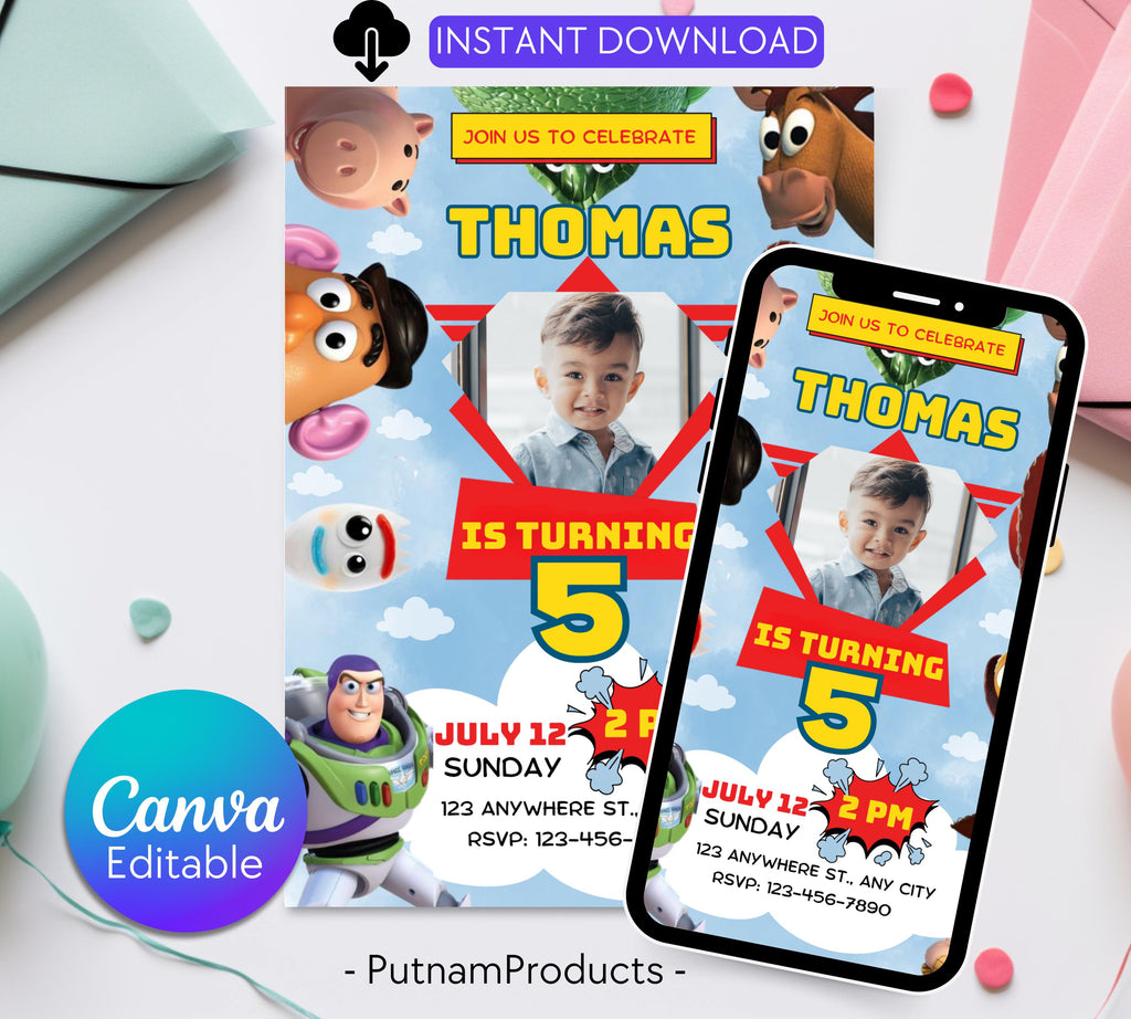 Editable Toy Story Birthday Invitation, Kids image Birthday Invitation, Toy Story Birthday Party Birthday Invitation, Instant Download