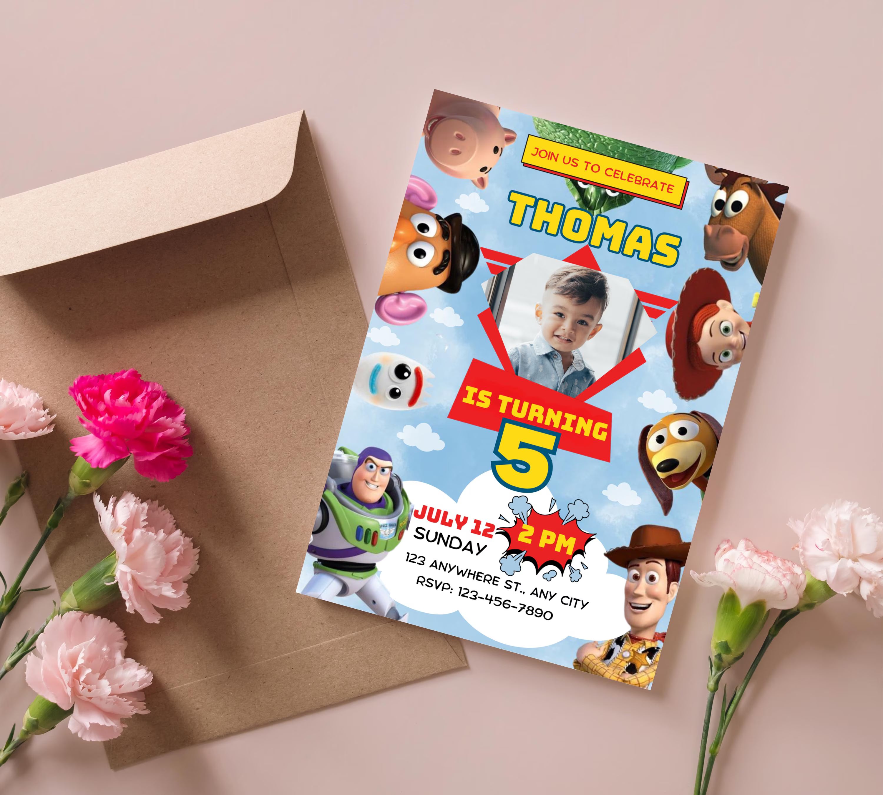 Editable Toy Story Birthday Invitation, Kids image Birthday Invitation, Toy Story Birthday Party Birthday Invitation, Instant Download