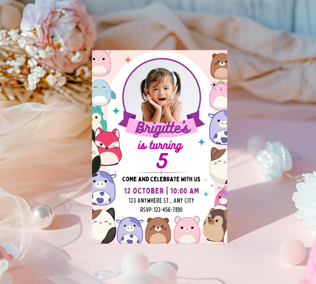 Squishmallow Birthday Invitation, Squish mallow Invite, Squish Birthday Party Printable, Squishy Party Invite, Kids Party Invitation