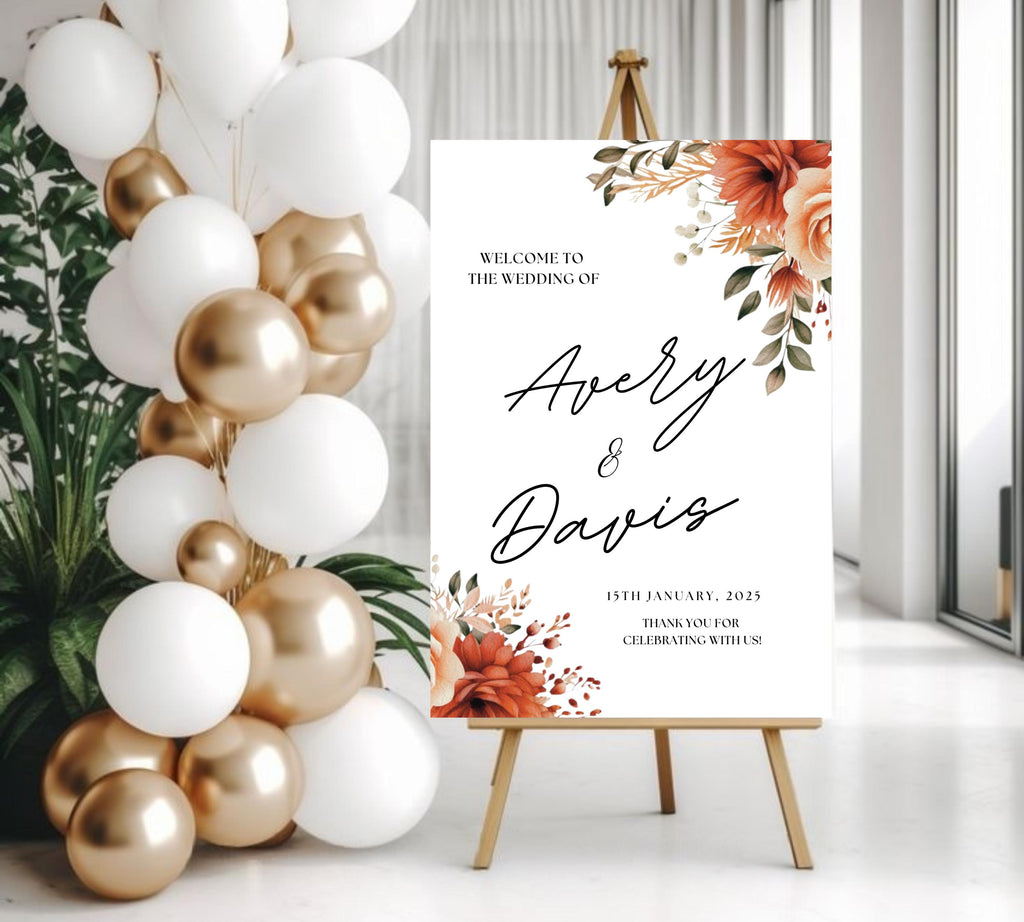 Editable Autumn Wildflower Welcome Sign, Printable Floral Wedding Welcome Sign, Fall Wildflower Welcome Wedding Sign, Instant Download