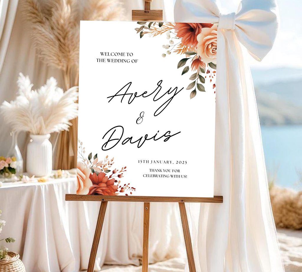 Editable Autumn Wildflower Welcome Sign, Printable Floral Wedding Welcome Sign, Fall Wildflower Welcome Wedding Sign, Instant Download