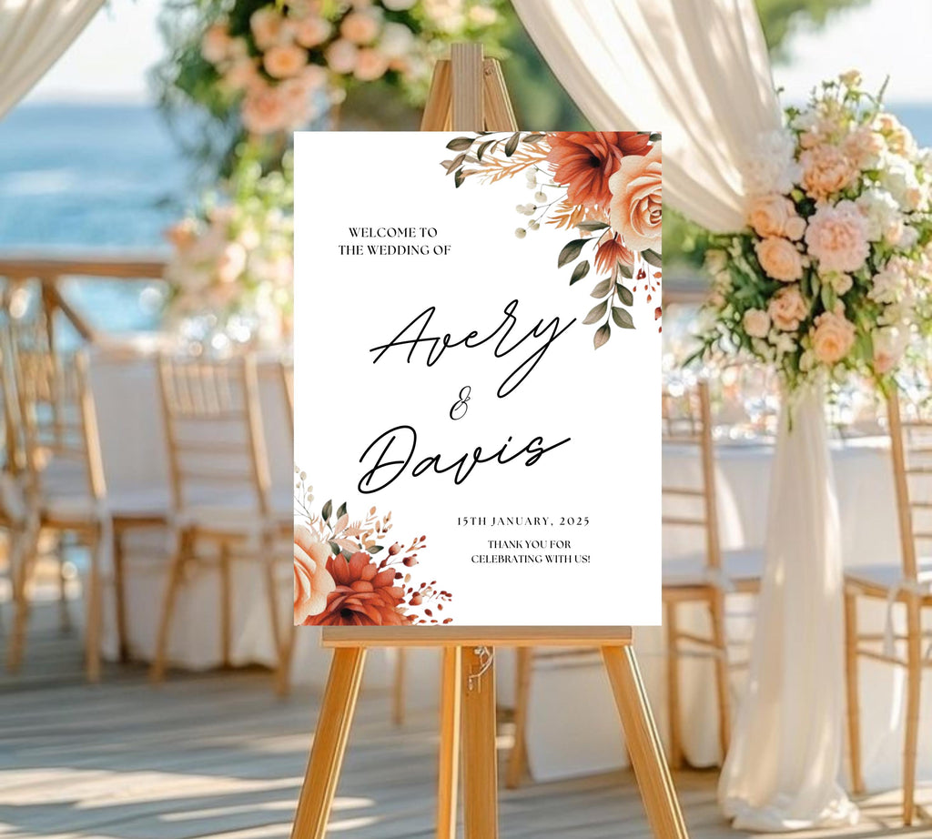 Editable Autumn Wildflower Welcome Sign, Printable Floral Wedding Welcome Sign, Fall Wildflower Welcome Wedding Sign, Instant Download