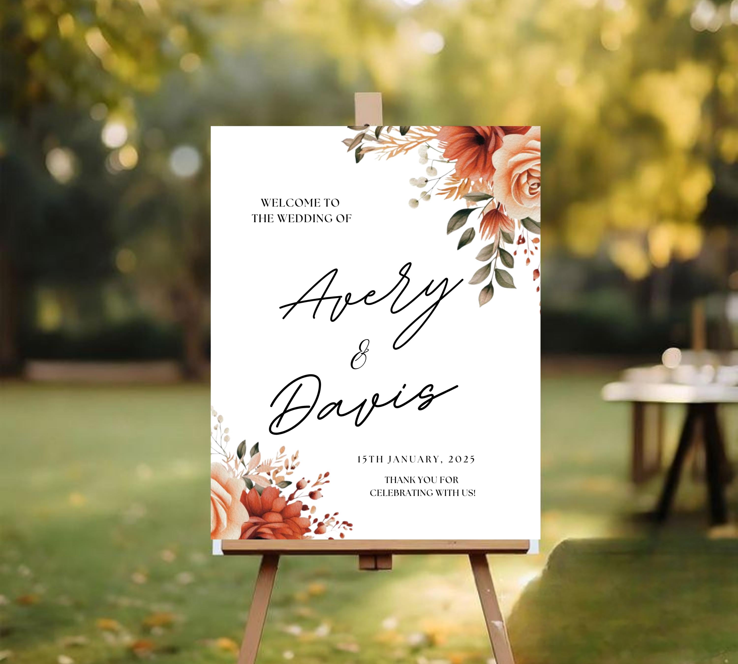 Editable Autumn Wildflower Welcome Sign, Printable Floral Wedding Welcome Sign, Fall Wildflower Welcome Wedding Sign, Instant Download