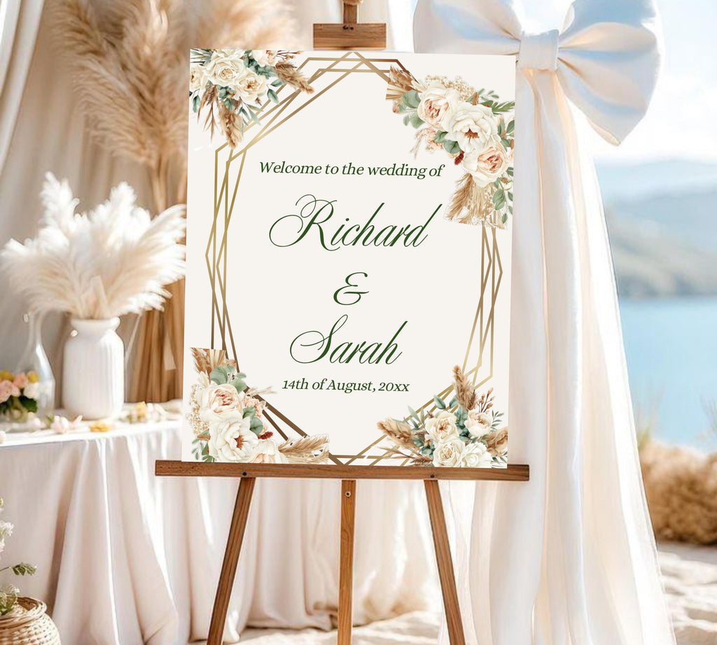 Editable Watercolor Wedding Sign, Wedding Welcome Sign, Flower Wedding Sign Template, Boho Wedding Sign Watercolor Flower Wedding