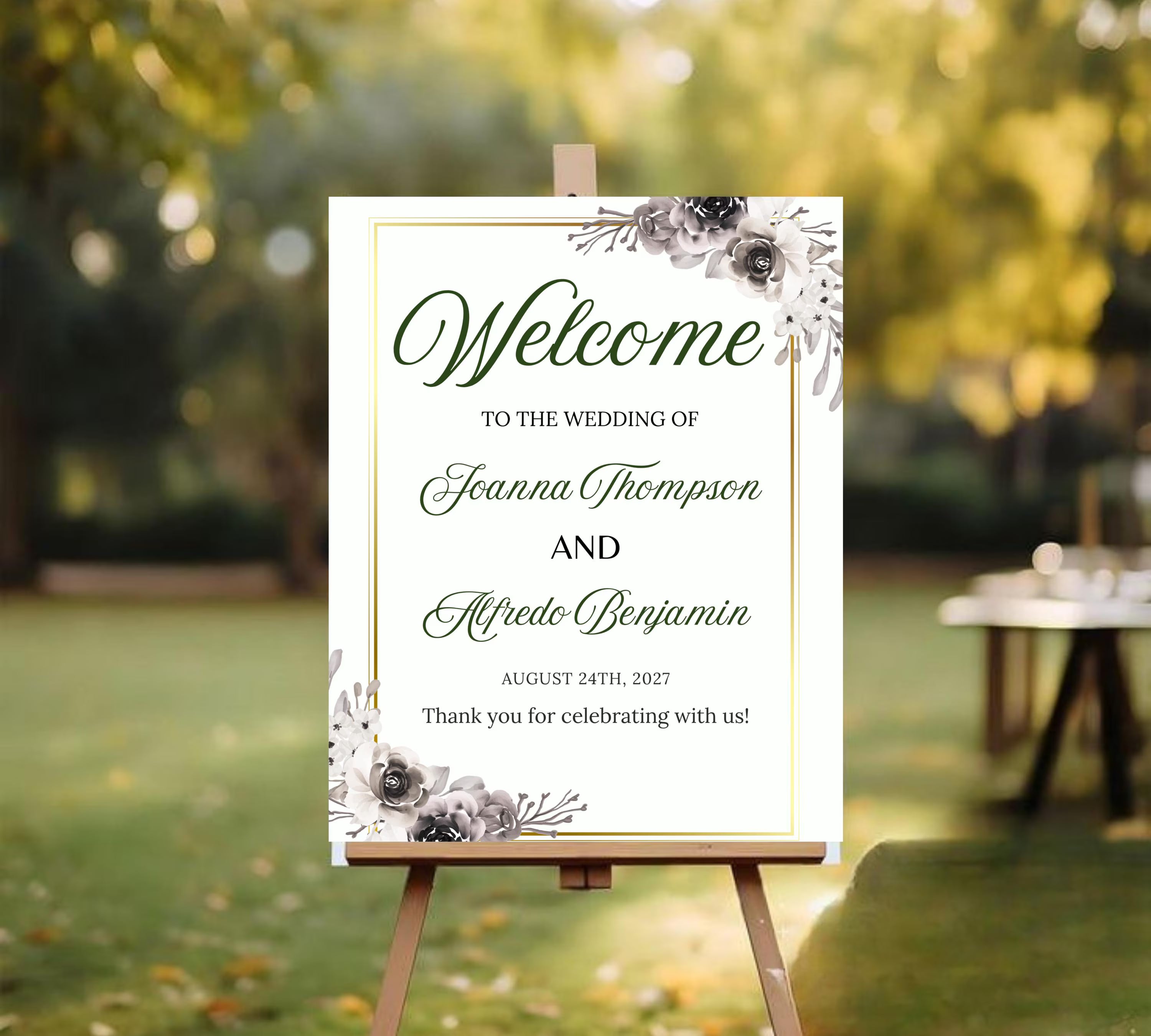 Modern Floral Wedding welcome sign, Wedding Welcome Sign, Flower Wedding Sign Template, Wedding Sign Flower Wedding, Instant Download