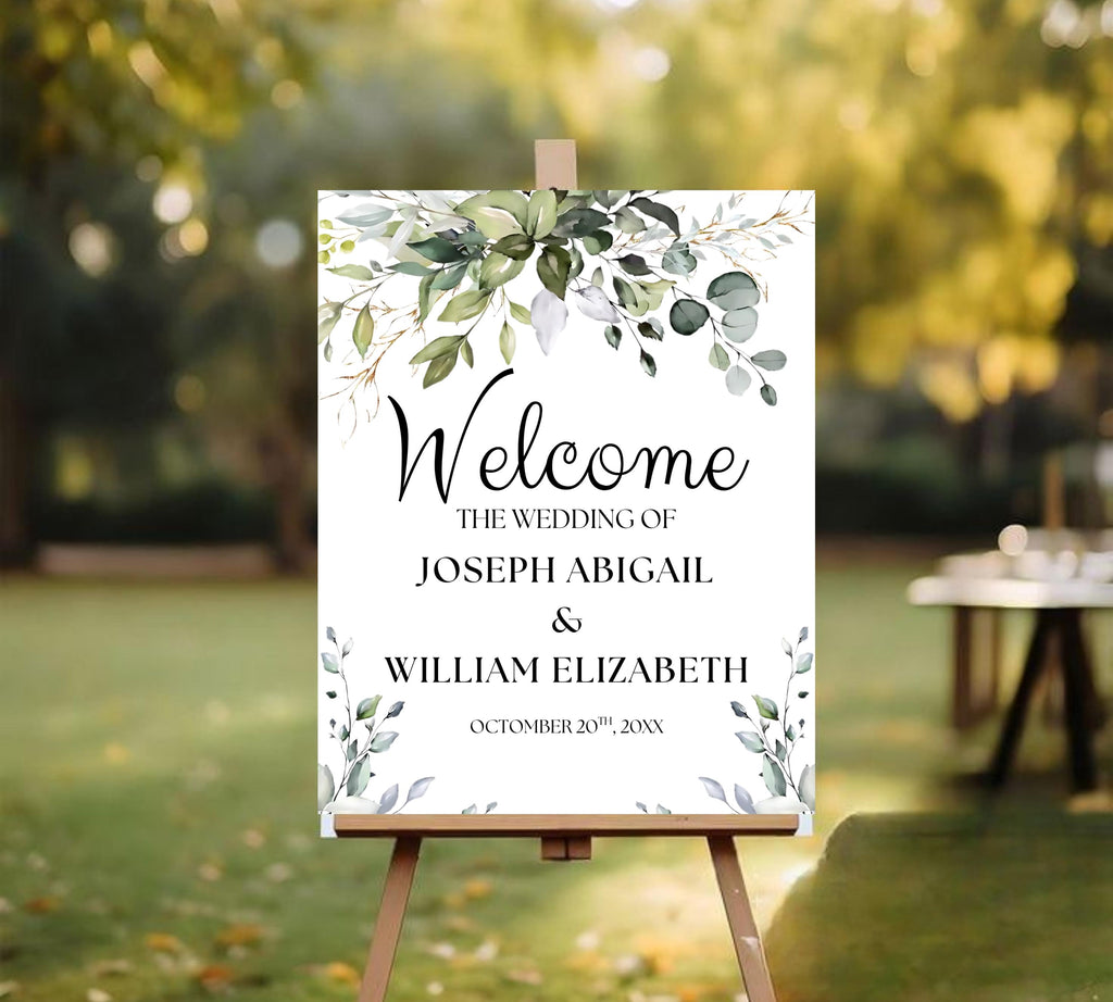 Editable Wedding Welcome Sign, Wedding sign, Greenery Wedding Decor, Greenery Welcome Sign, Wedding Decorations, Eucalyptus Wedding Sign