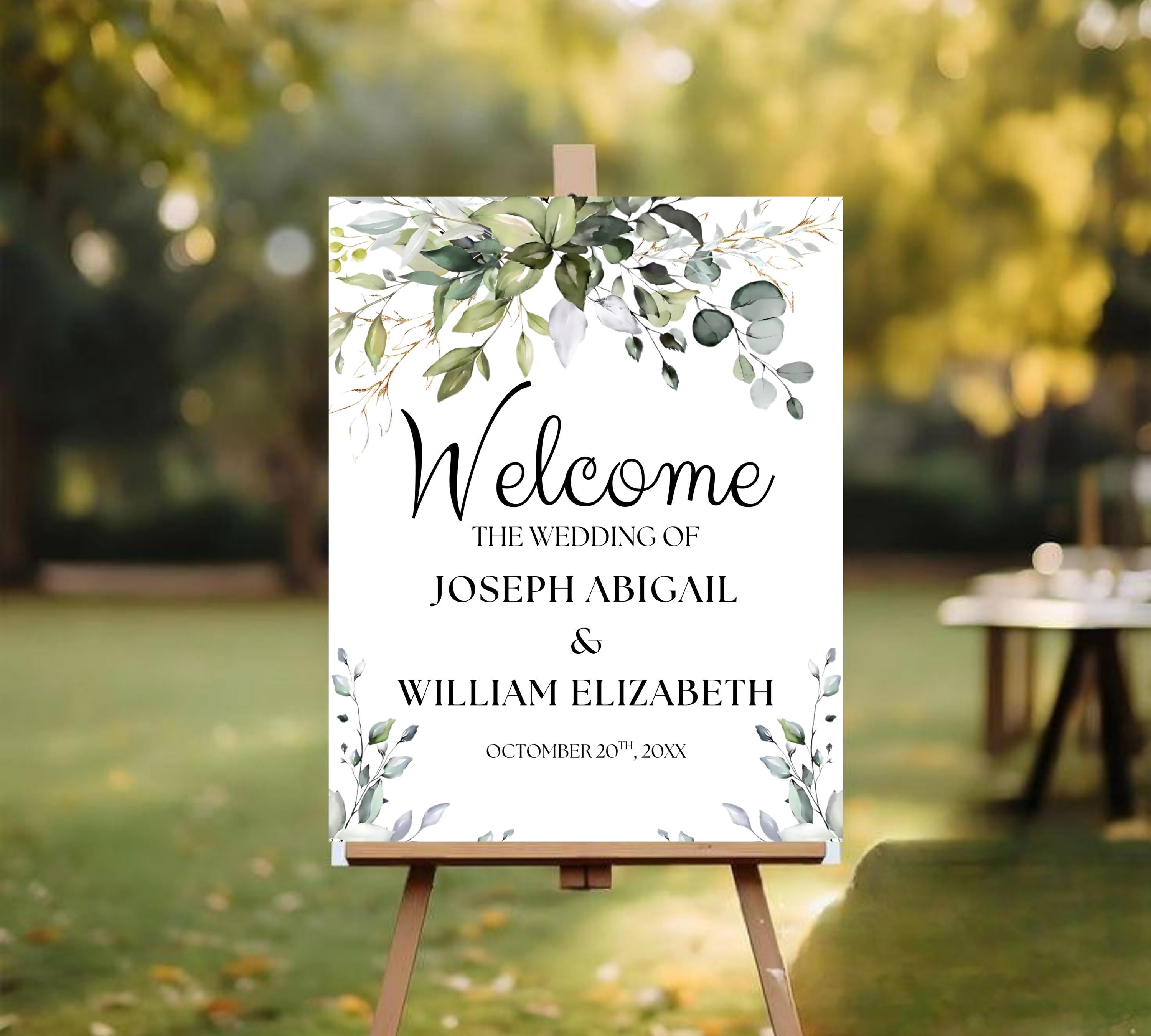 Editable Wedding Welcome Sign, Wedding sign, Greenery Wedding Decor, Greenery Welcome Sign, Wedding Decorations, Eucalyptus Wedding Sign