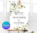 White Floral Wedding Welcome Sign Template, Editable Welcome Wedding Sign, Printable Wedding Sign, White Flowers, Instant Download signage