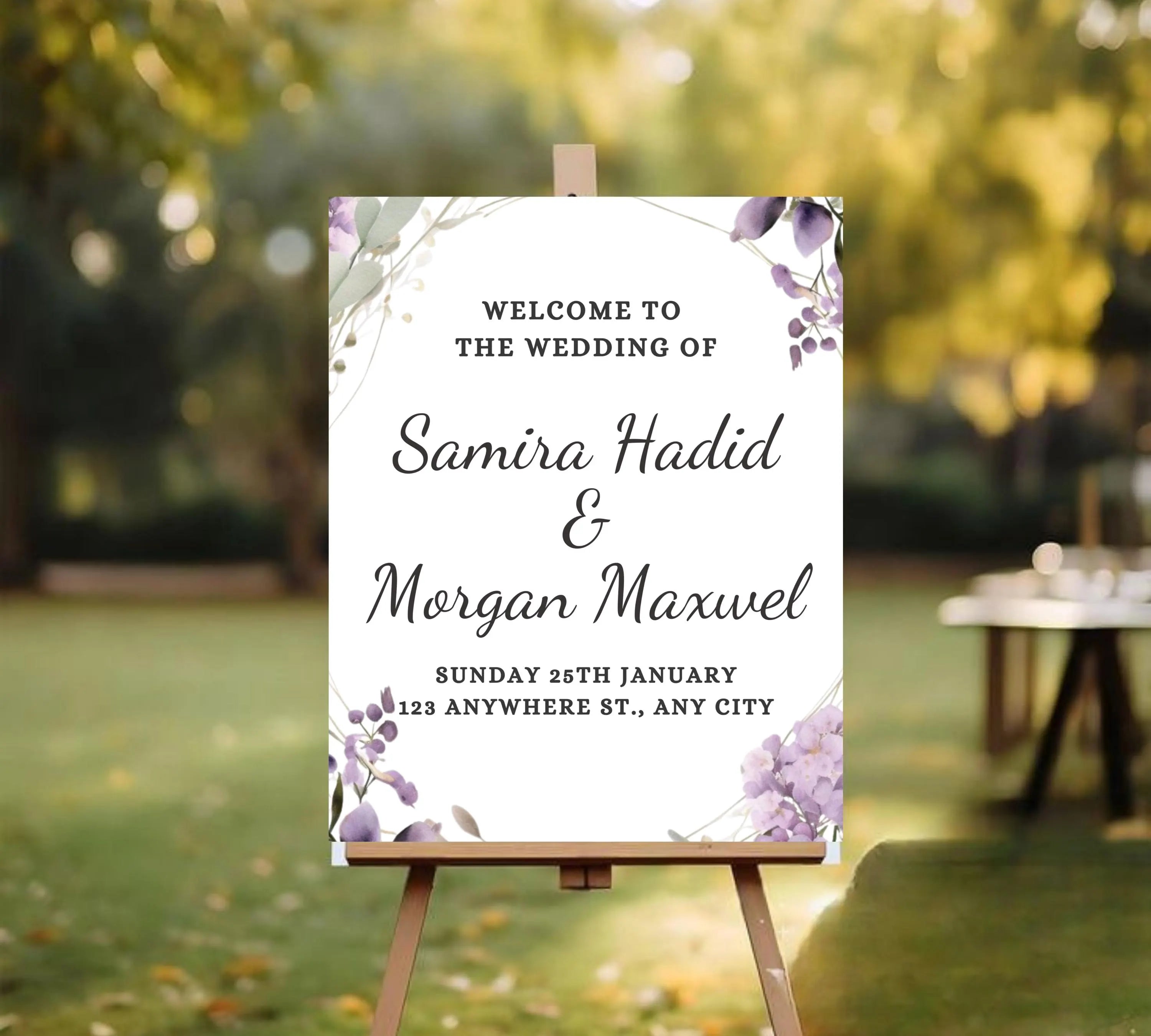 Lavender wedding Welcome Sign Template, Floral wedding welcome sign Download, Printable wedding welcome sign, Editable wedding welcome sign