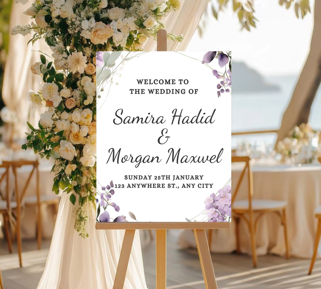 Lavender wedding Welcome Sign Template, Floral wedding welcome sign Download, Printable wedding welcome sign, Editable wedding welcome sign
