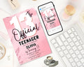 Editable 13th Birthday Invitation, Finally a Teenager, Pink and Black Invitation, Girl Invite, 13th Party Invitations, Instant Download