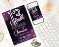 Neon Glow 13th Birthday Invitation, EDITABLE Official Teenager Party Invite, Girl and Boy Birthday Template, Instant Download Template