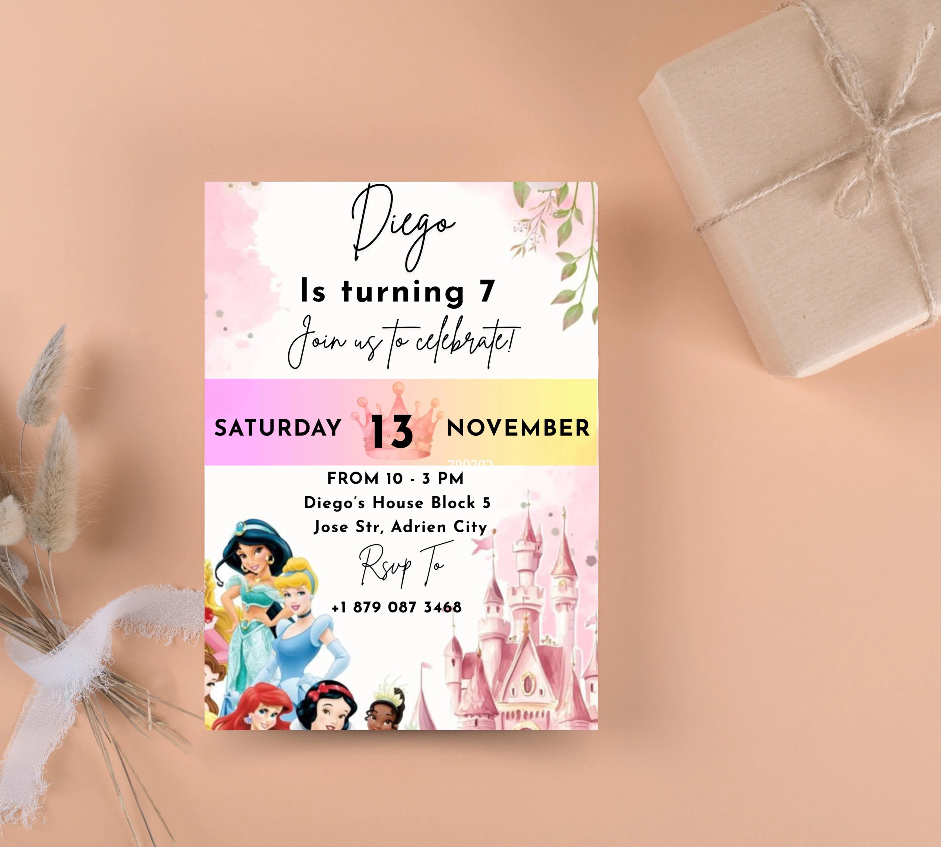 EDITABLE Rapunzel Birthday Invitation, Princess Birthday Invitation, Kids Digital Invitation, Girls Birthday Invitation, Instant Download