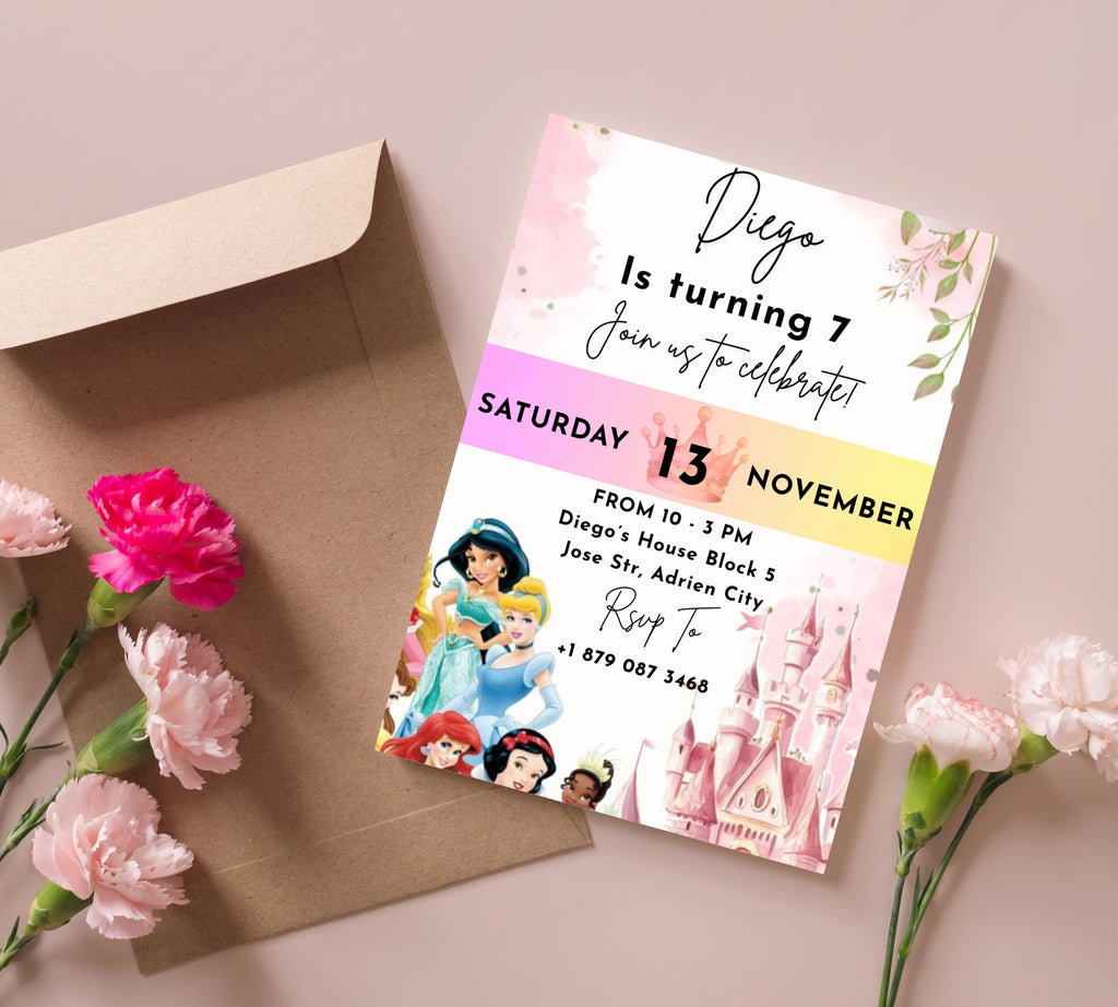 EDITABLE Rapunzel Birthday Invitation, Princess Birthday Invitation, Kids Digital Invitation, Girls Birthday Invitation, Instant Download