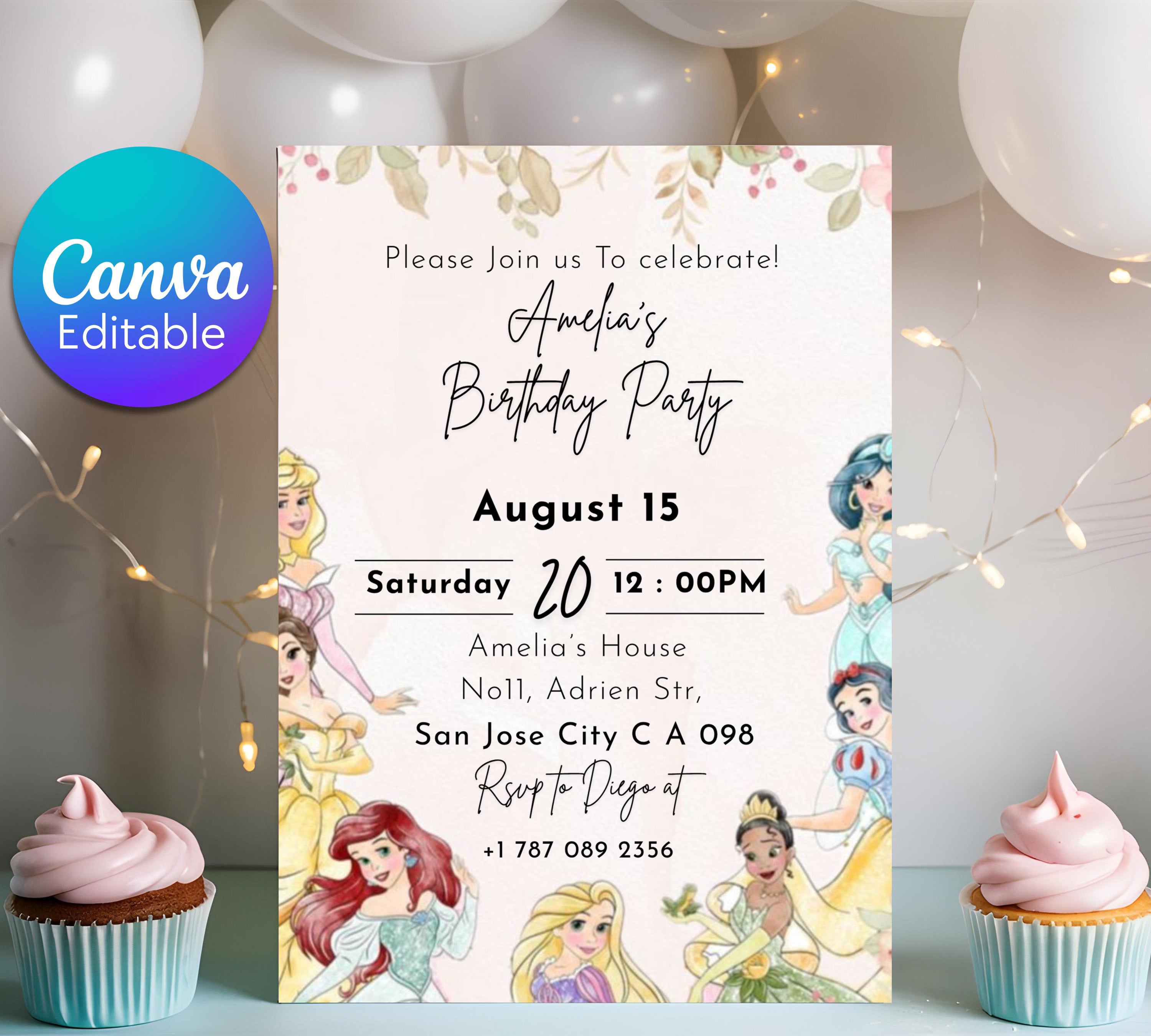 EDITABLE Rapunzel Birthday Invitation, Princess Birthday Invitation, Kids Digital Invitation, Girls Birthday Invitation, Instant Download