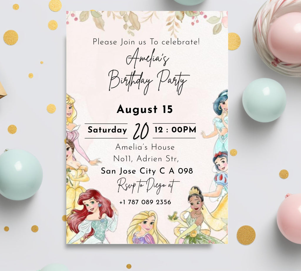 EDITABLE Rapunzel Birthday Invitation, Princess Birthday Invitation, Kids Digital Invitation, Girls Birthday Invitation, Instant Download