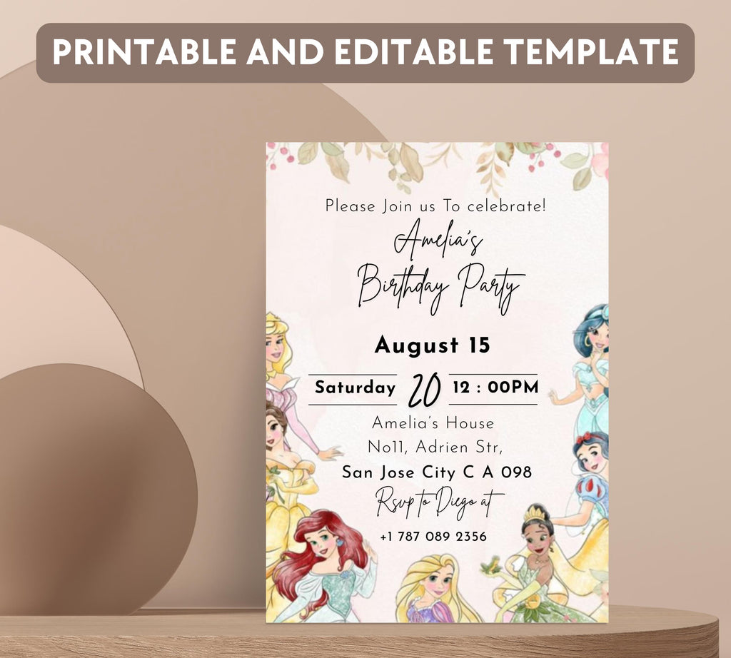 EDITABLE Rapunzel Birthday Invitation, Princess Birthday Invitation, Kids Digital Invitation, Girls Birthday Invitation, Instant Download