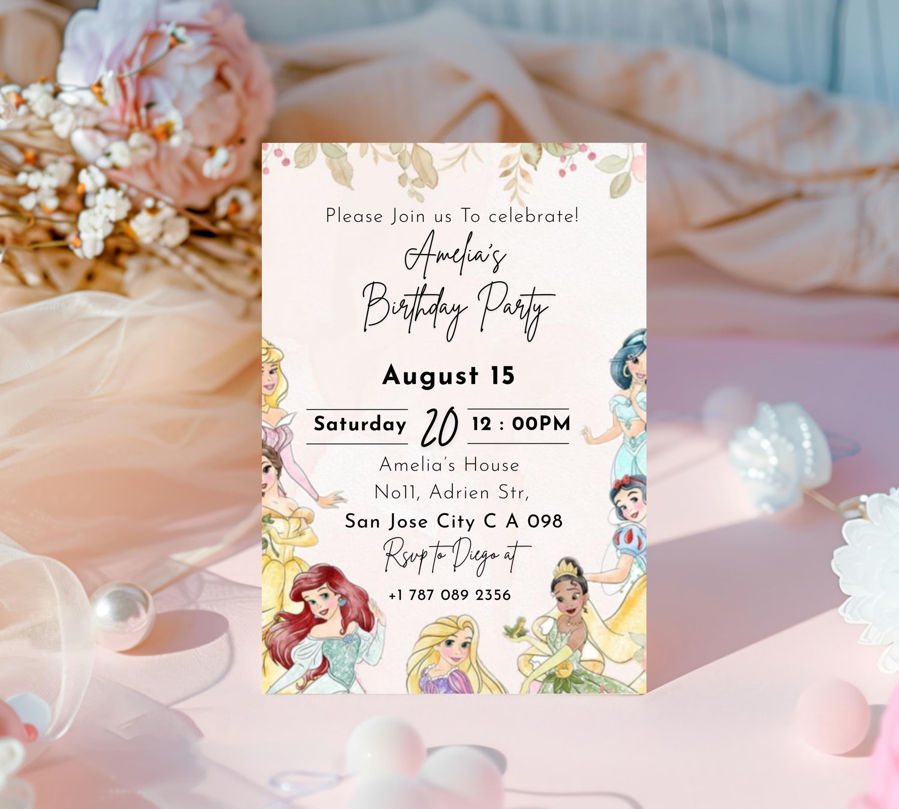 EDITABLE Rapunzel Birthday Invitation, Princess Birthday Invitation, Kids Digital Invitation, Girls Birthday Invitation, Instant Download