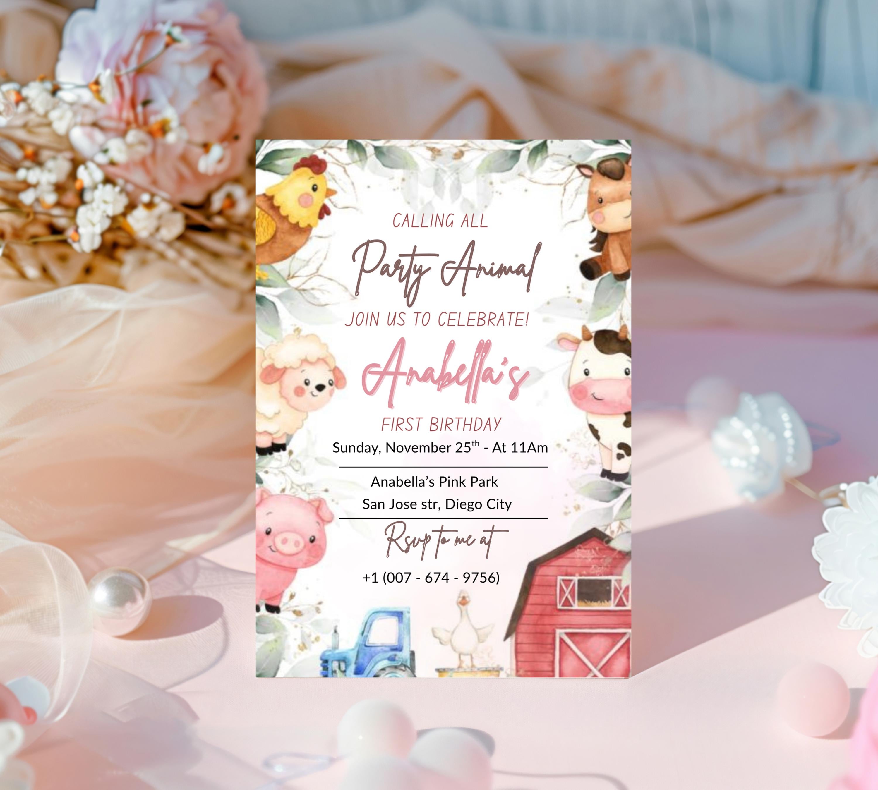 Editable Farm Animal Birthday Invitation, Boy Farm First Birthday Invite, Printable Farm Birthday Birthday Invitation, Instant Download