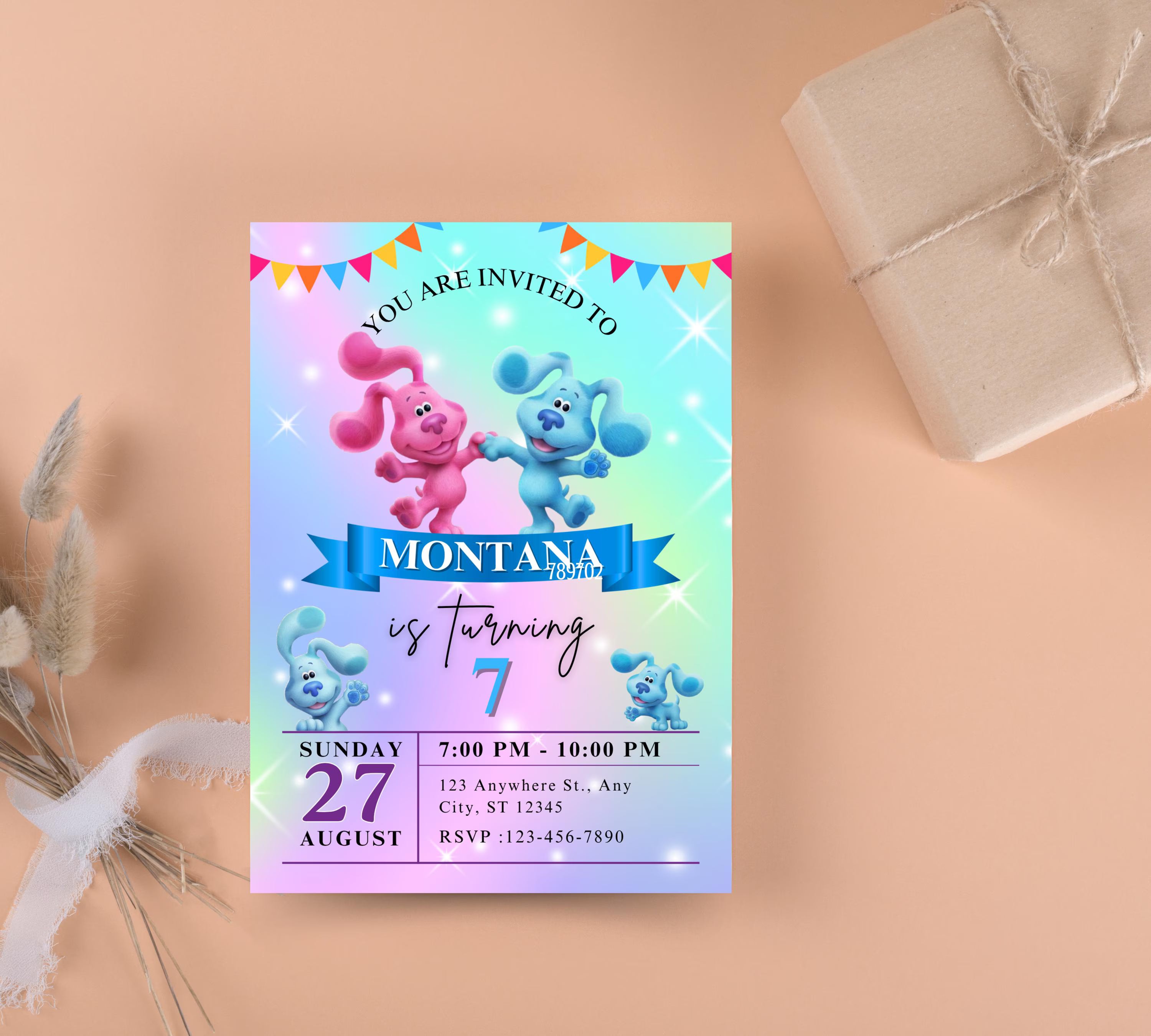 Editable Blues Clues Birthday Invitation Template, Printable Birthday Party Invitations, Digital Kids Bday Party Invite, Instant Download