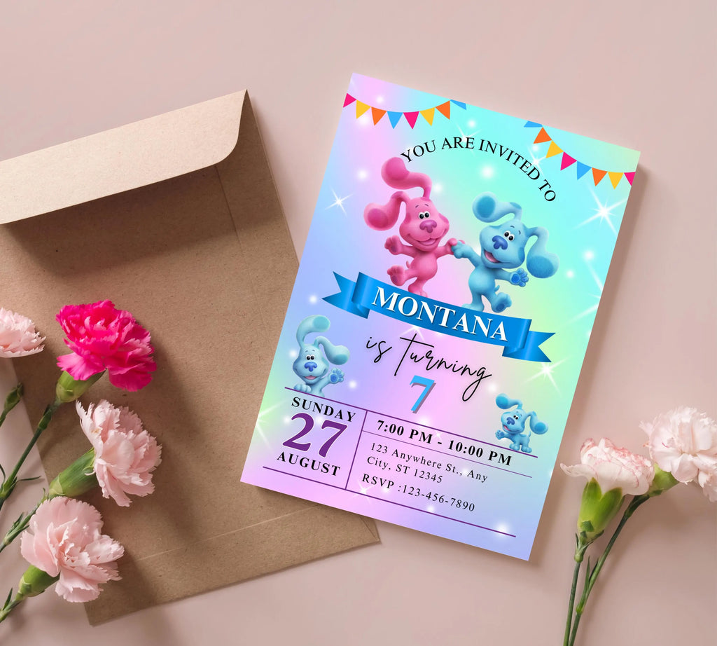 Editable Blues Clues Birthday Invitation Template, Printable Birthday Party Invitations, Digital Kids Bday Party Invite, Instant Download