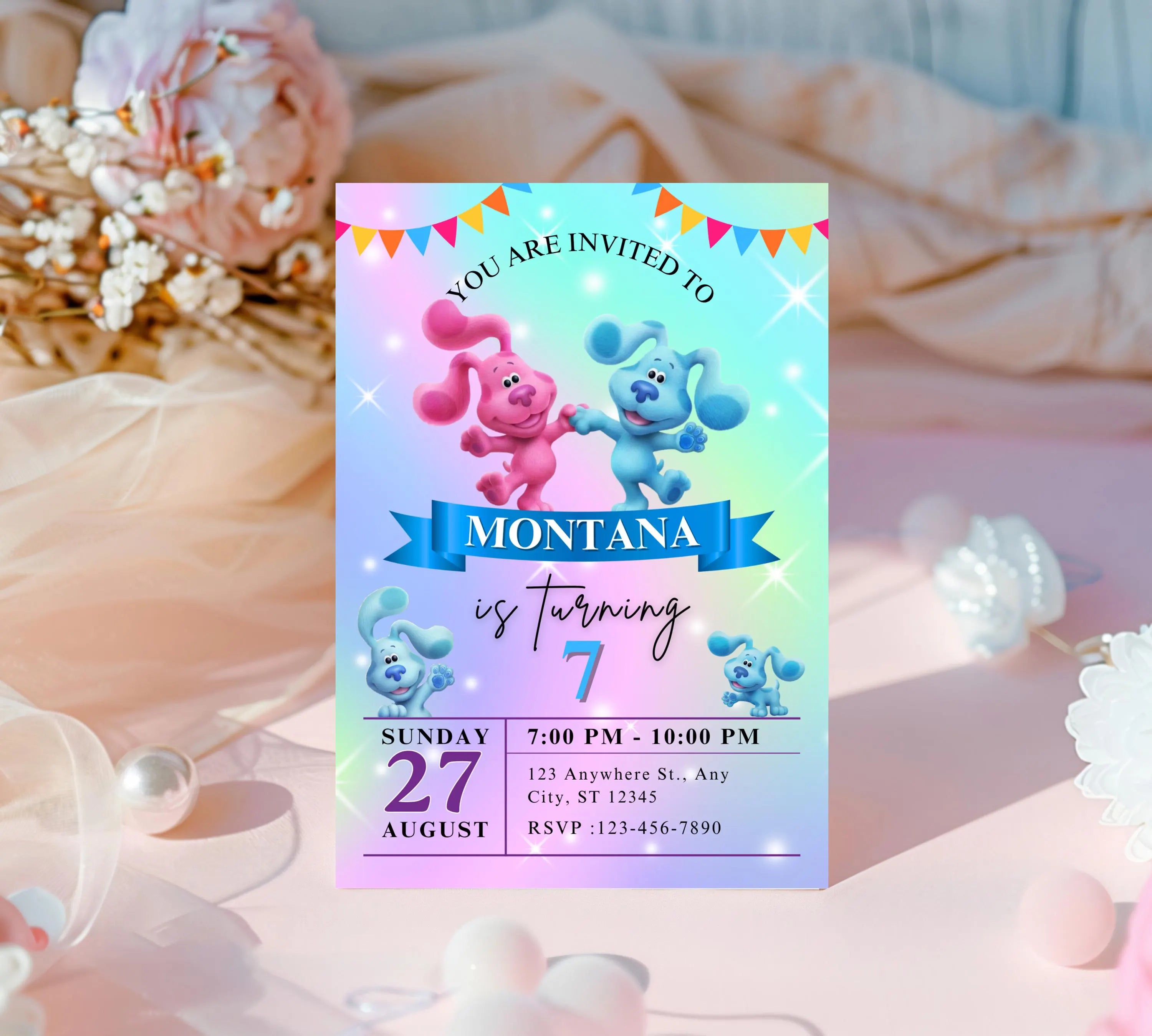 Editable Blues Clues Birthday Invitation Template, Printable Birthday Party Invitations, Digital Kids Bday Party Invite, Instant Download
