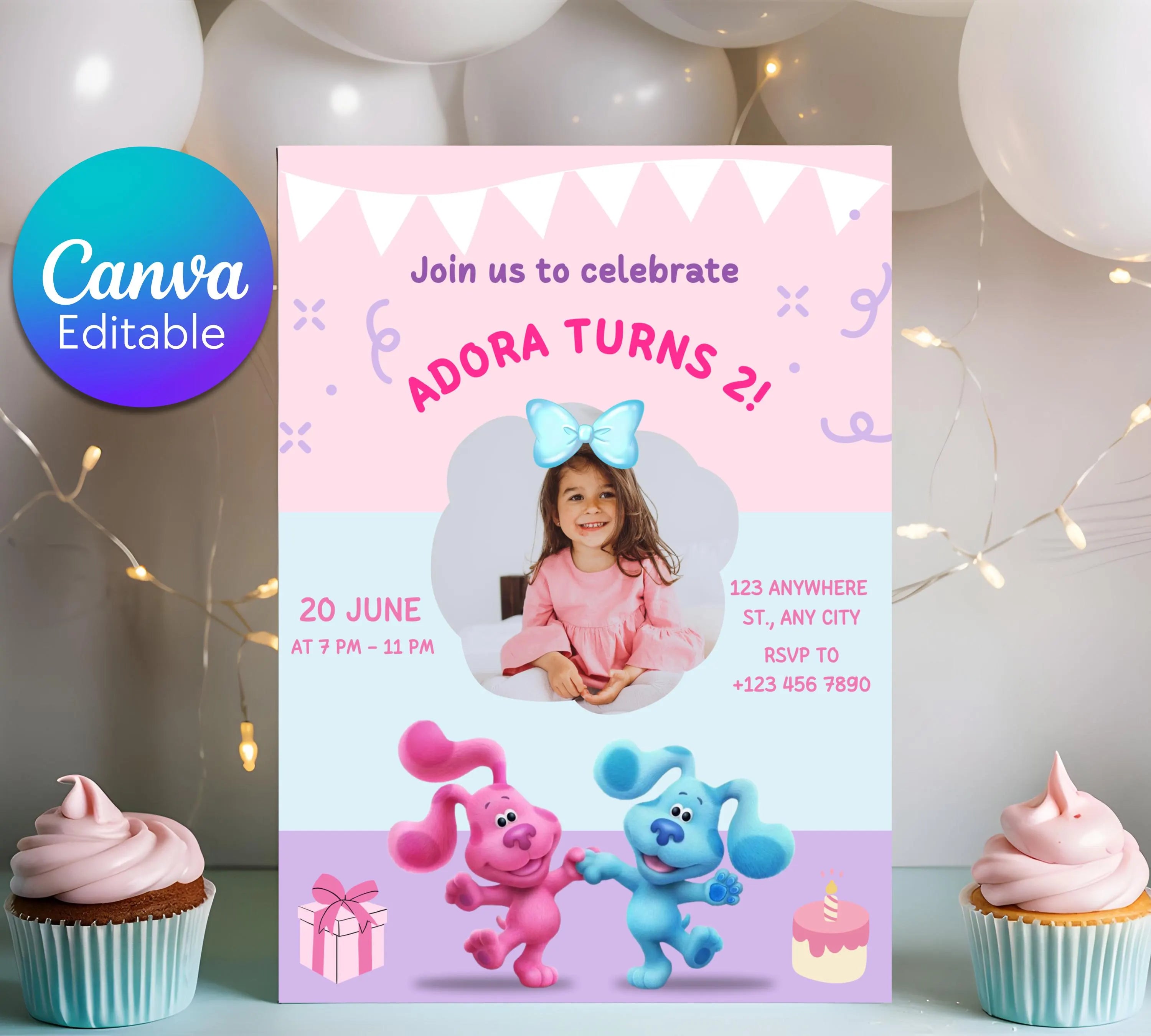 Editable Blues Clues Birthday Invitation Template, Printable Birthday Party Invitations, Digital Kids Bday Party Invite, Instant Download