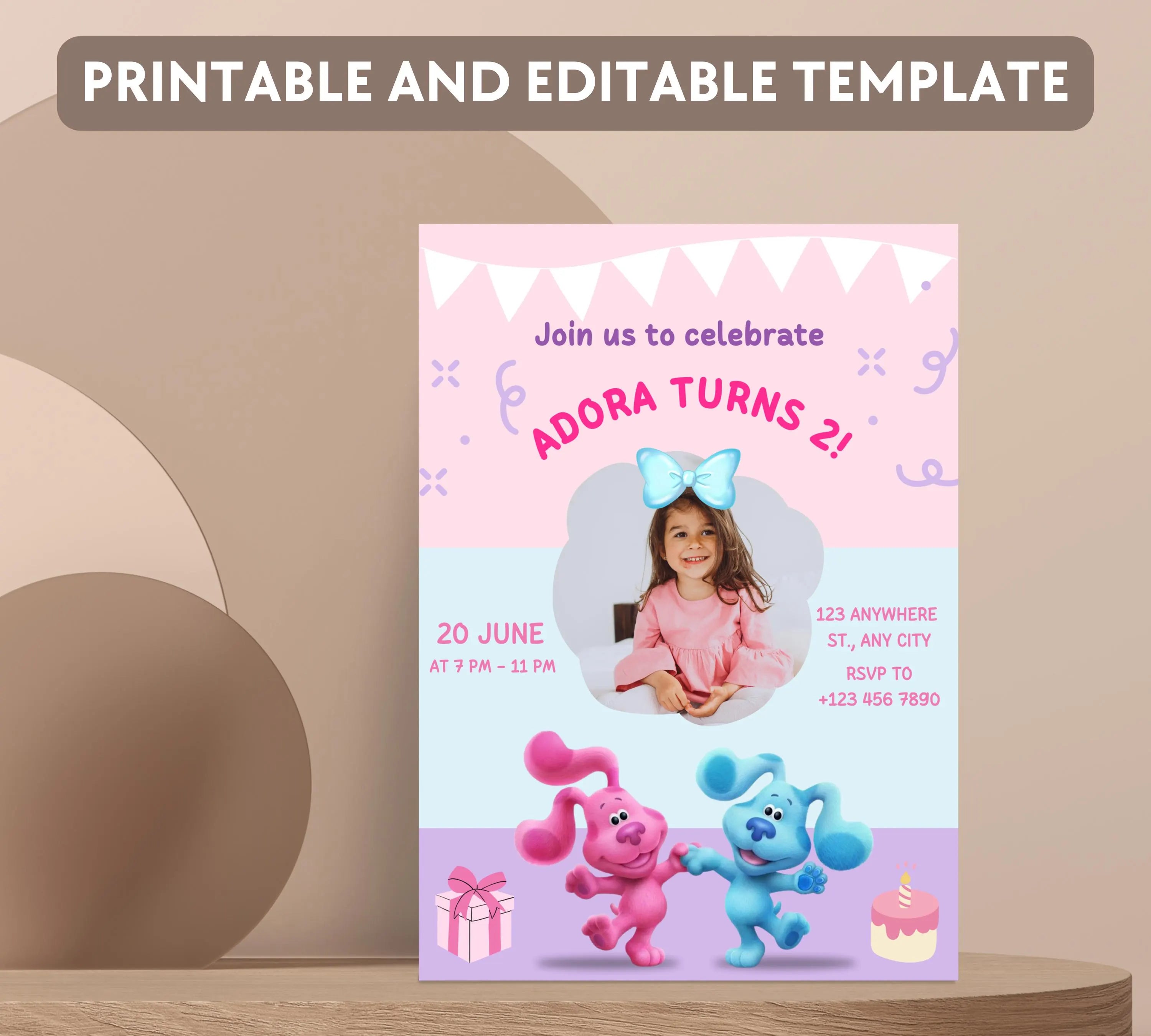 Editable Blues Clues Birthday Invitation Template, Printable Birthday Party Invitations, Digital Kids Bday Party Invite, Instant Download