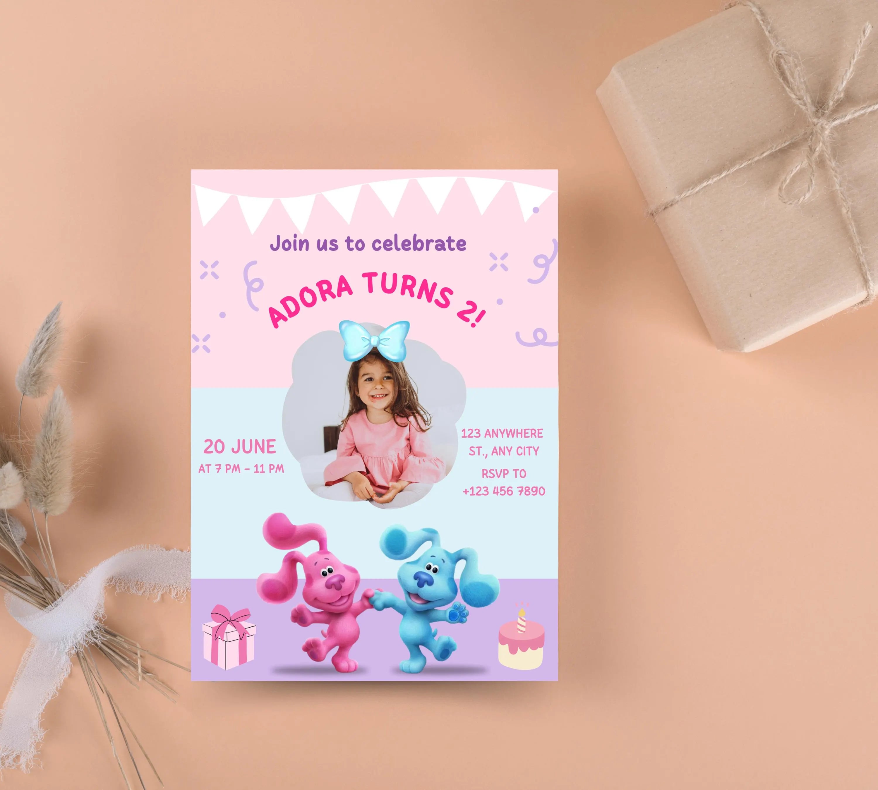 Editable Blues Clues Birthday Invitation Template, Printable Birthday Party Invitations, Digital Kids Bday Party Invite, Instant Download