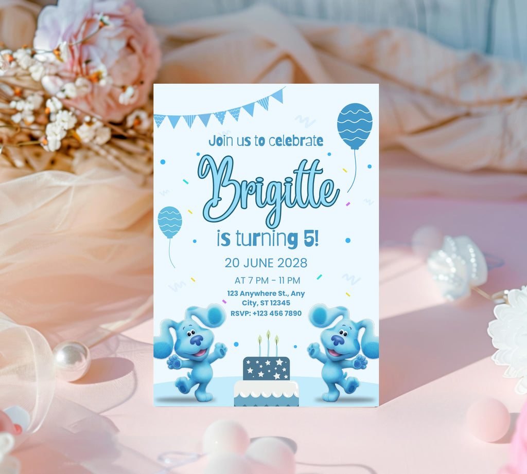 Editable Blues Clues Birthday Invitation, Editable Blue Puppy Printable Invitation, Blues Clues Kids Digital Party Invite, Instant Download