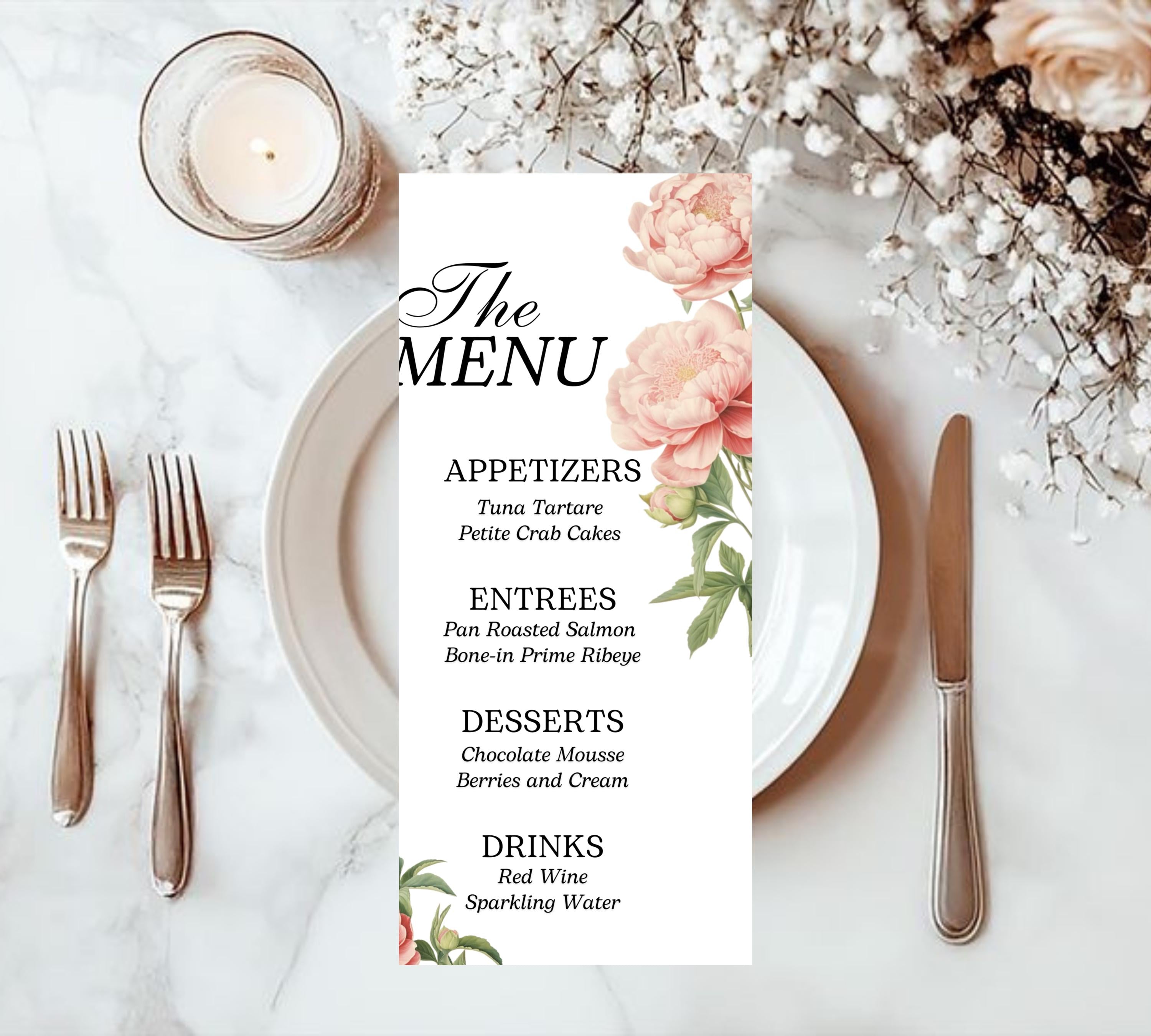 Editable Elegant Peony Floral  Wedding Invitation Bundle, Blush pink Peony Wedding Invitation set, Printable PEONY Wedding Invitation