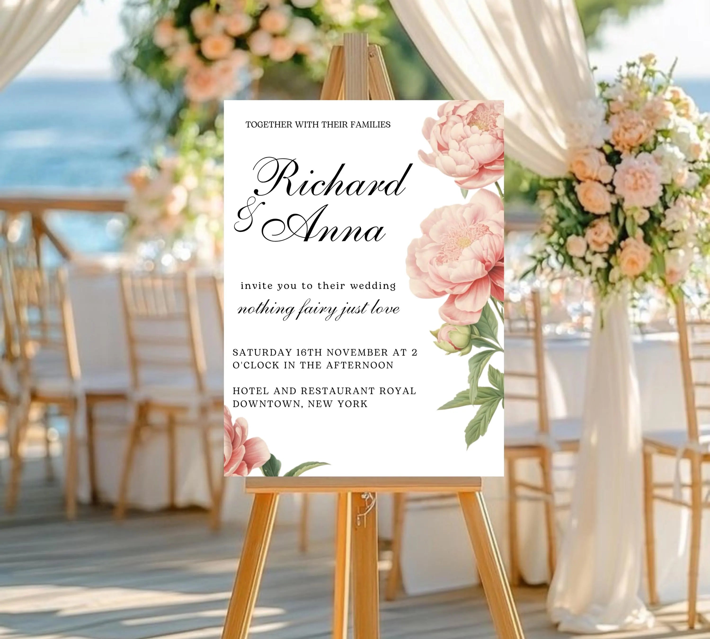 Editable Elegant Peony Floral  Wedding Invitation Bundle, Blush pink Peony Wedding Invitation set, Printable PEONY Wedding Invitation