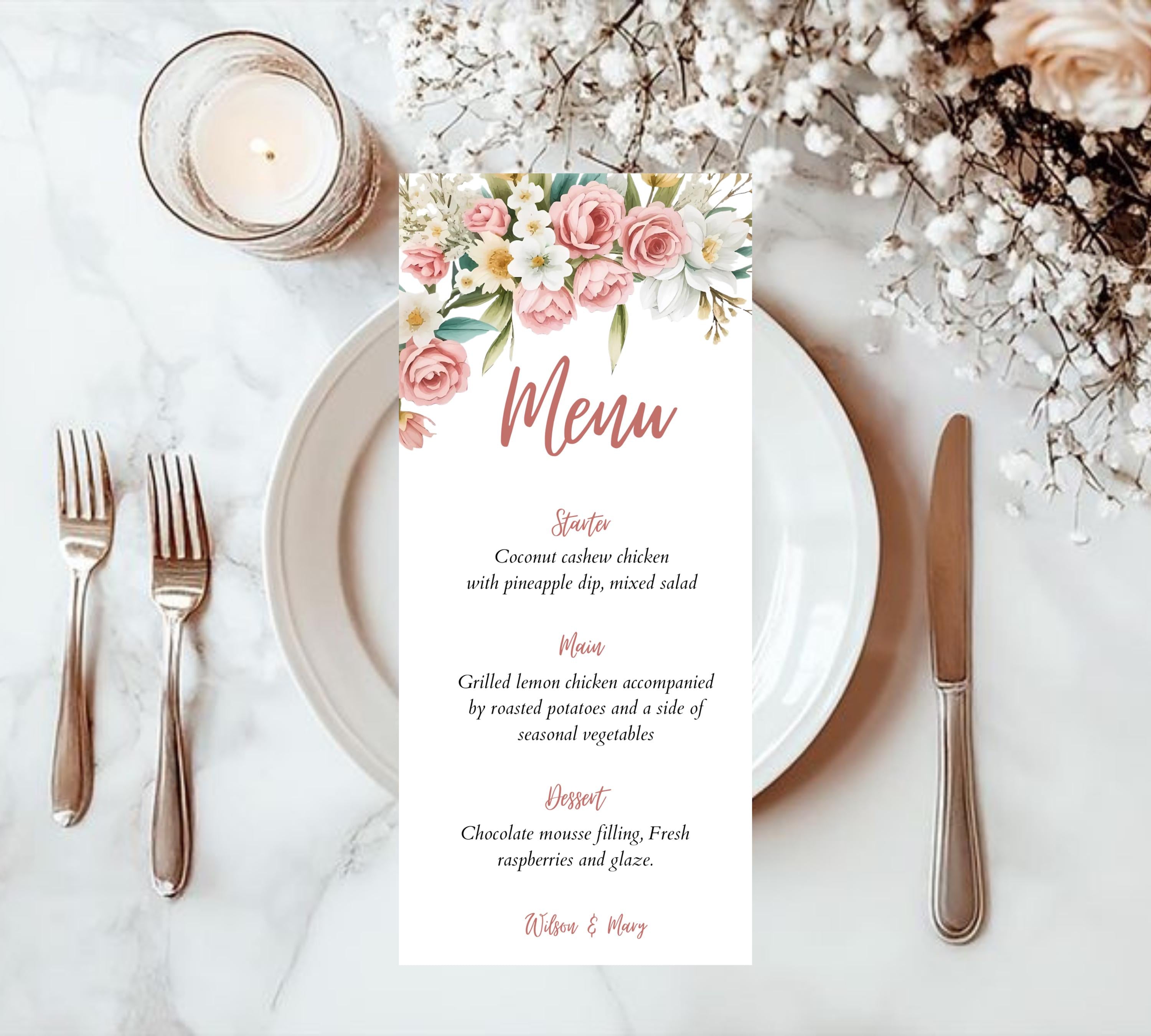 Blush Rose Garden Wedding Invitation bundle, Garden Wedding Invitation, Dusty Pink Wedding Invite, Pink Wildflower Wedding Invitation Suite