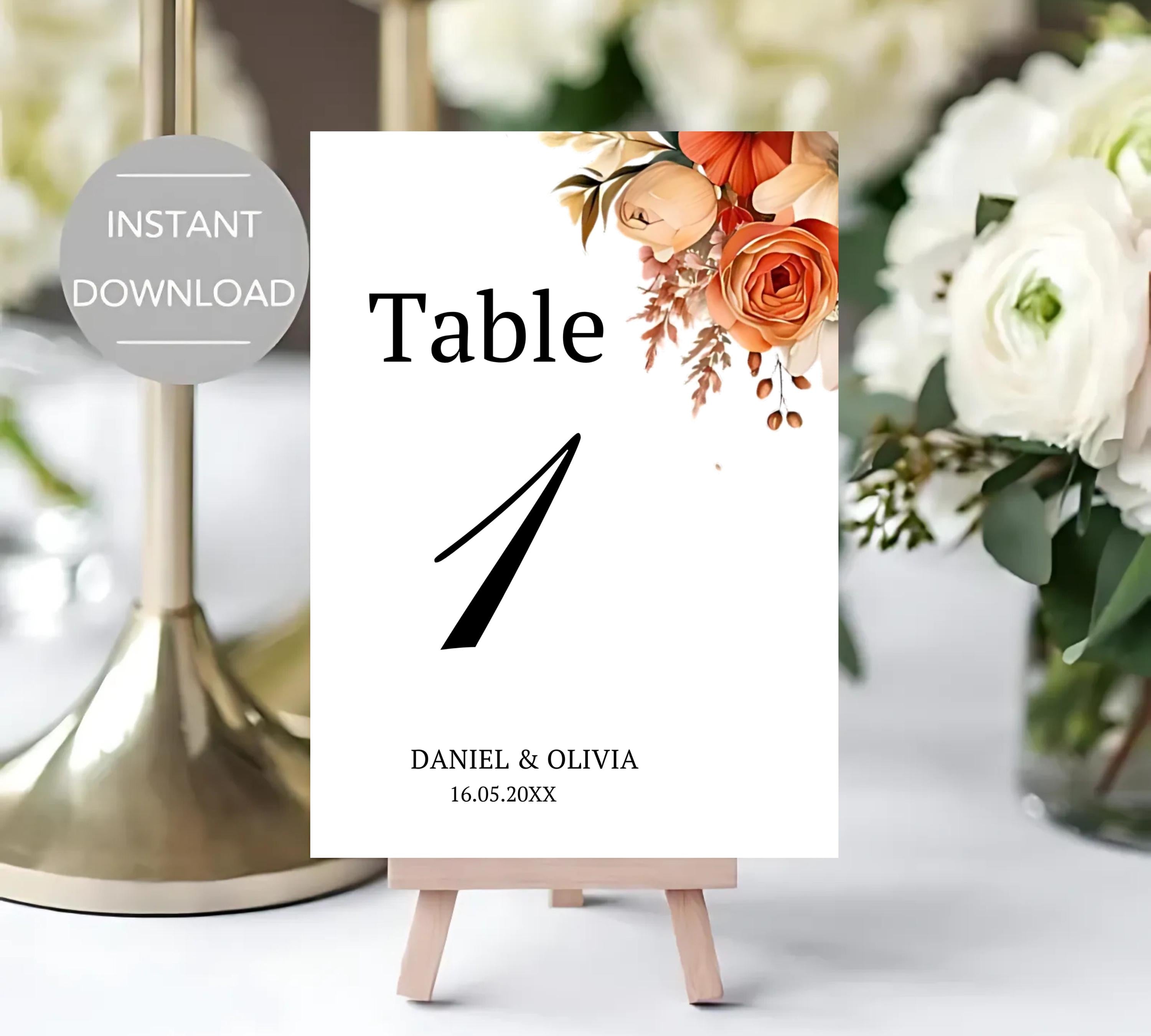 Terracotta and Rose Floral Wedding invitation bundle, Floral Elegant Wedding Invite set, Printable Modern Burnt Orange Rose Wedding Invite