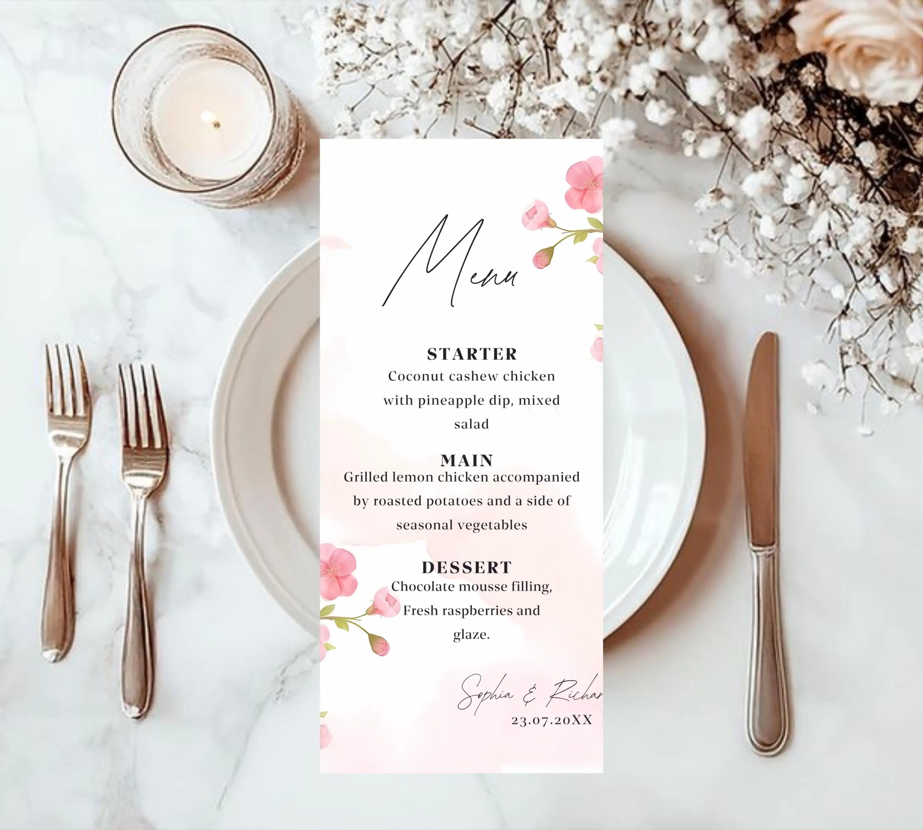 Editable Cherry Blossom Wedding Invitation suite, Pink Floral Wedding Invite set, Romantic Pink Cherry Blossom Wedding Invitations