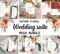 Autumn floral wedding invitation bundle, Fall Floral Wedding Invite, Boho Terracotta Rust Orange Red Burgundy, Printable Suite,
